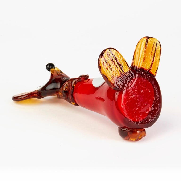 Hand-Crafted Murano Venetian Vintage Glass Mouse Figure, 1950s-1960s For Sale