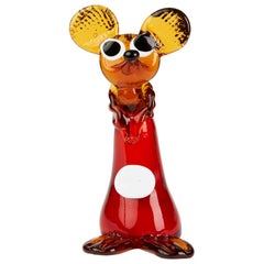 Murano Venetian Vintage Glas Maus Figur, 1950er-1960er