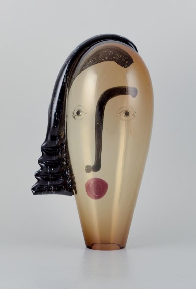 Mid-Century Modern Murano, Venice, Italy. Unique art glass sculpture with a female face.  For Sale