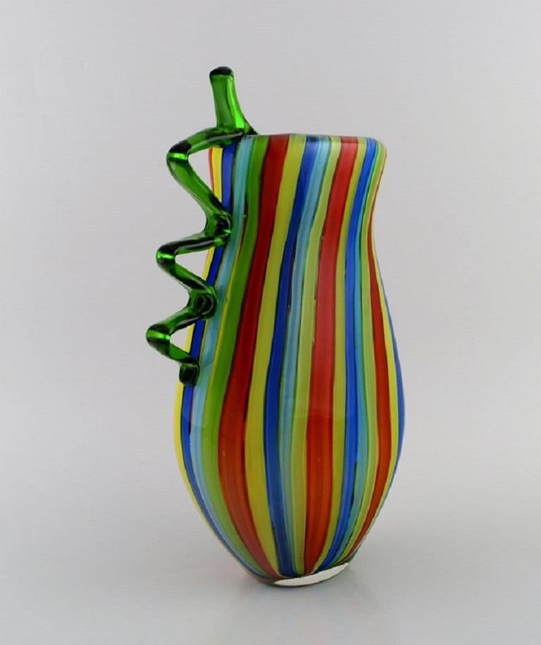 Italian Murano, Venice, Large Picasso Vase in Mouth Blown Art Glass, 1980s