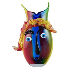 Murano, Venice, Large Vase in Picasso Style in Colorful Hand Blown Art Glass