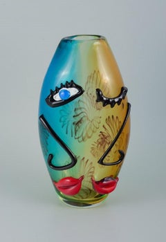 Murano, Venice. Large Vase in Picasso Style in Mouth-Blown Art Glass. 1980s