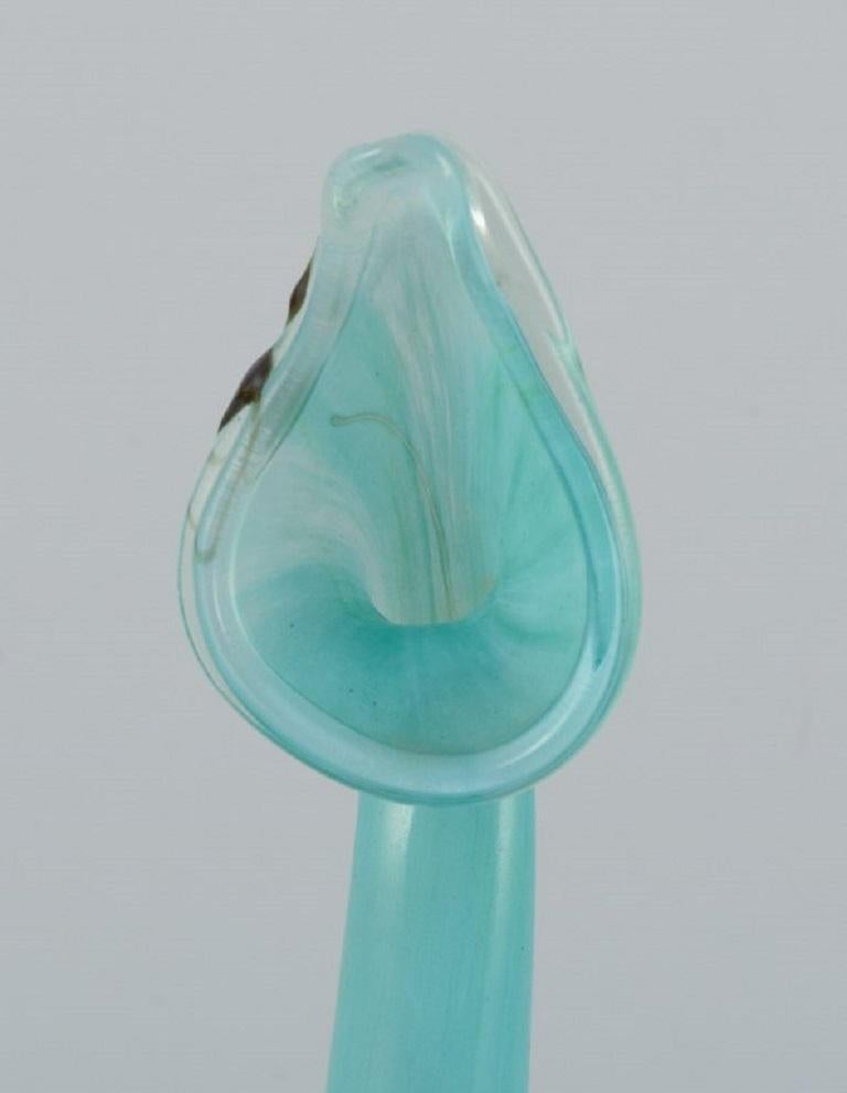 Mid-20th Century Murano, Venice, Mouth-Blown Art Glass Vase in Turquoise For Sale