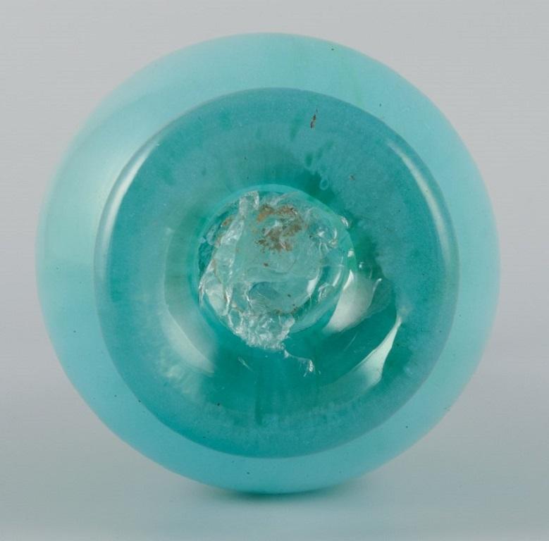 Murano, Venice, Mouth-Blown Art Glass Vase in Turquoise For Sale 1