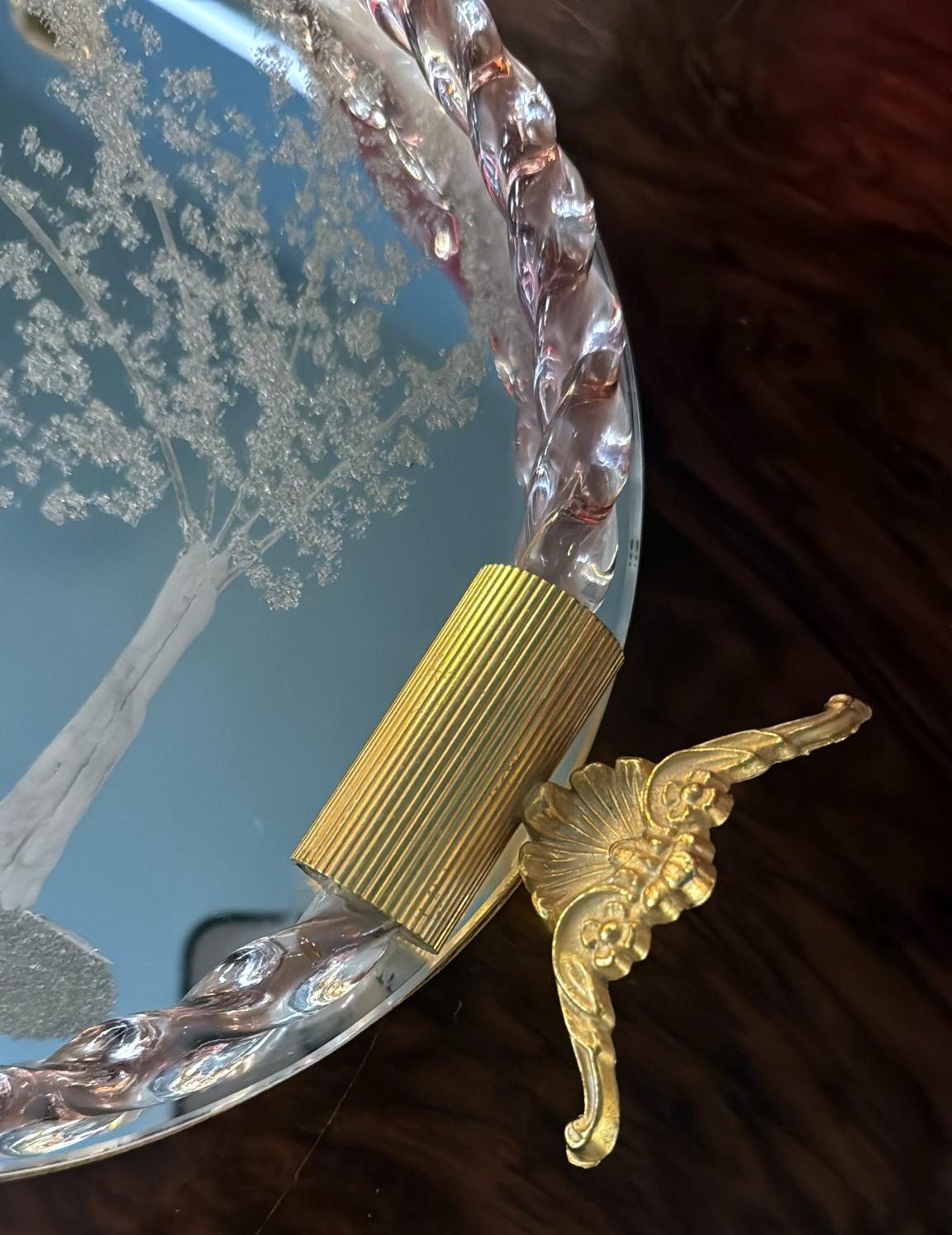 Murano Venier Glashütte Hand-graviert gespiegelt Eitelkeit Tablett im Angebot 3