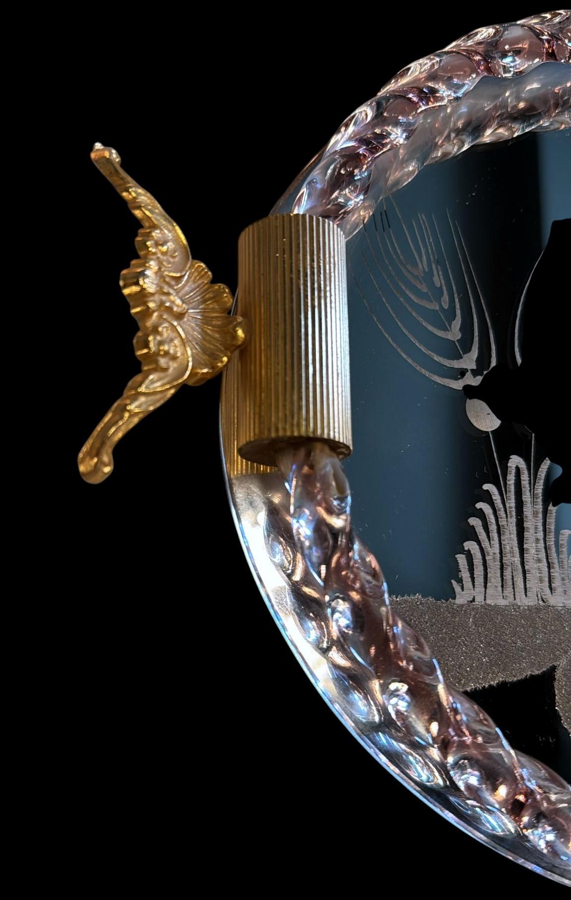 Murano Venier Glashütte Hand-graviert gespiegelt Eitelkeit Tablett im Angebot 4