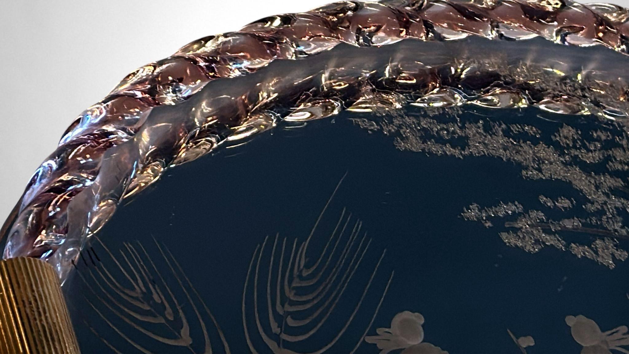 Murano Venier Glashütte Hand-graviert gespiegelt Eitelkeit Tablett im Angebot 7