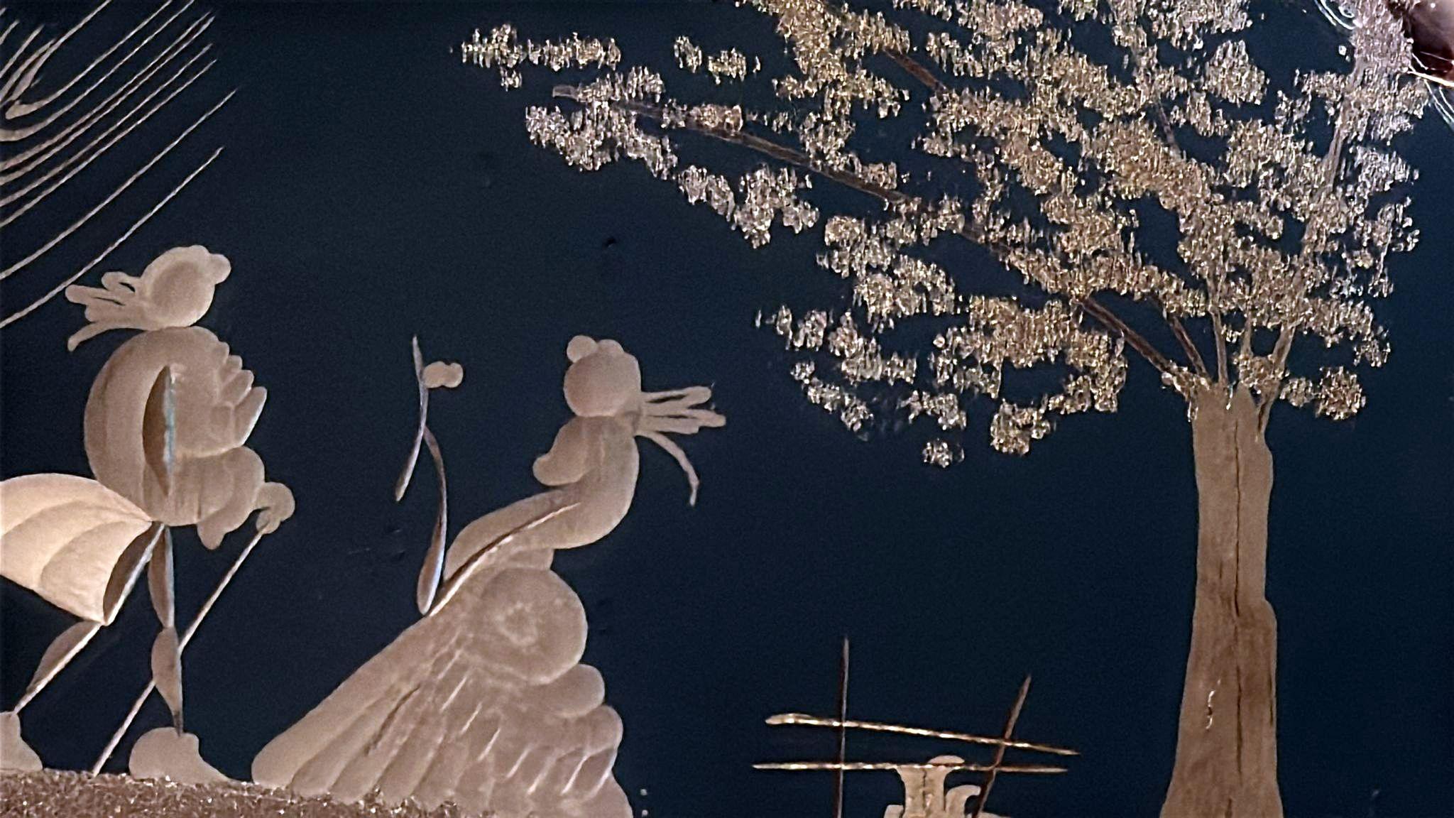 Murano Venier Glashütte Hand-graviert gespiegelt Eitelkeit Tablett im Angebot 8