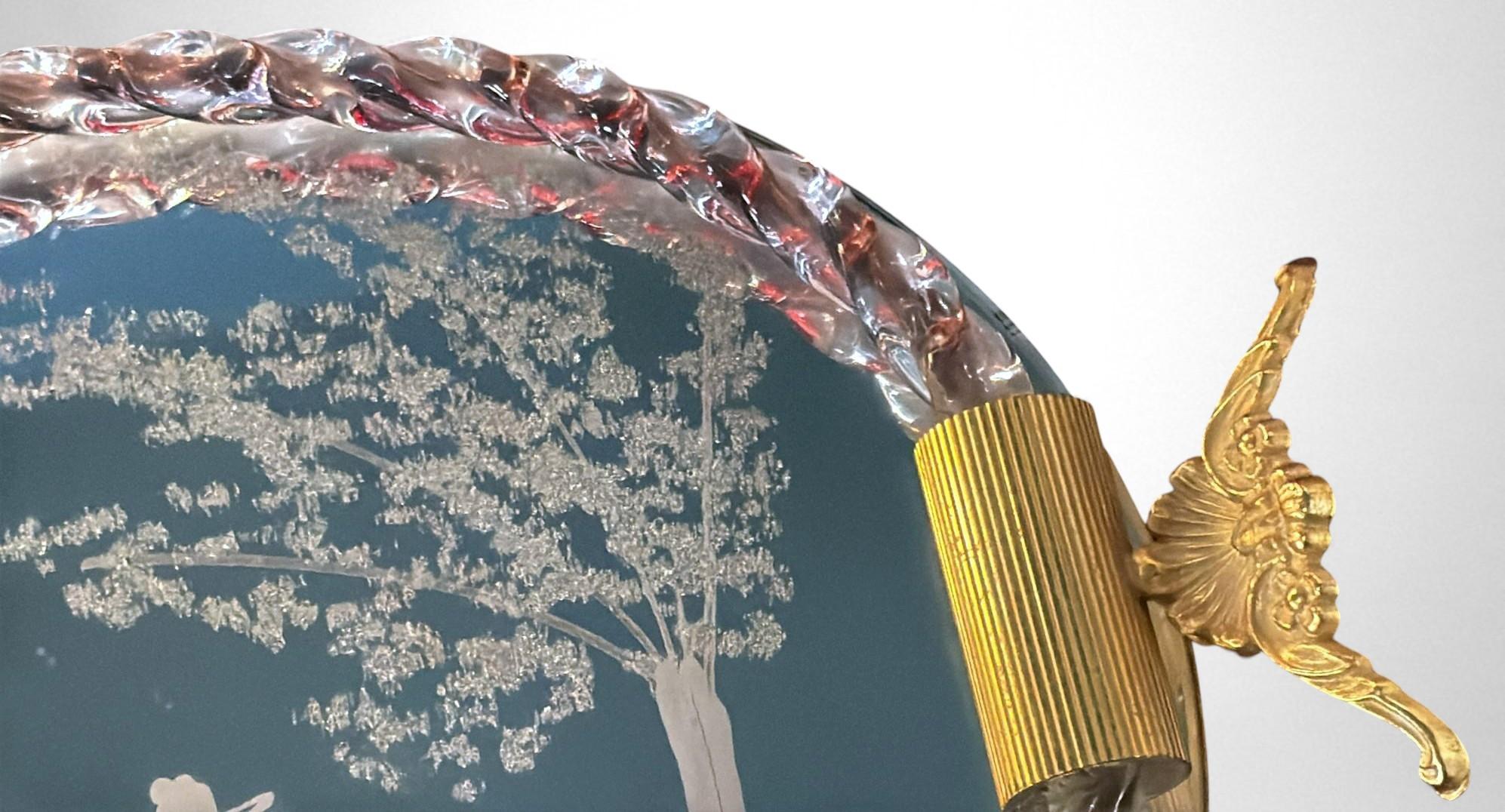 Murano Venier Glashütte Hand-graviert gespiegelt Eitelkeit Tablett (20. Jahrhundert) im Angebot