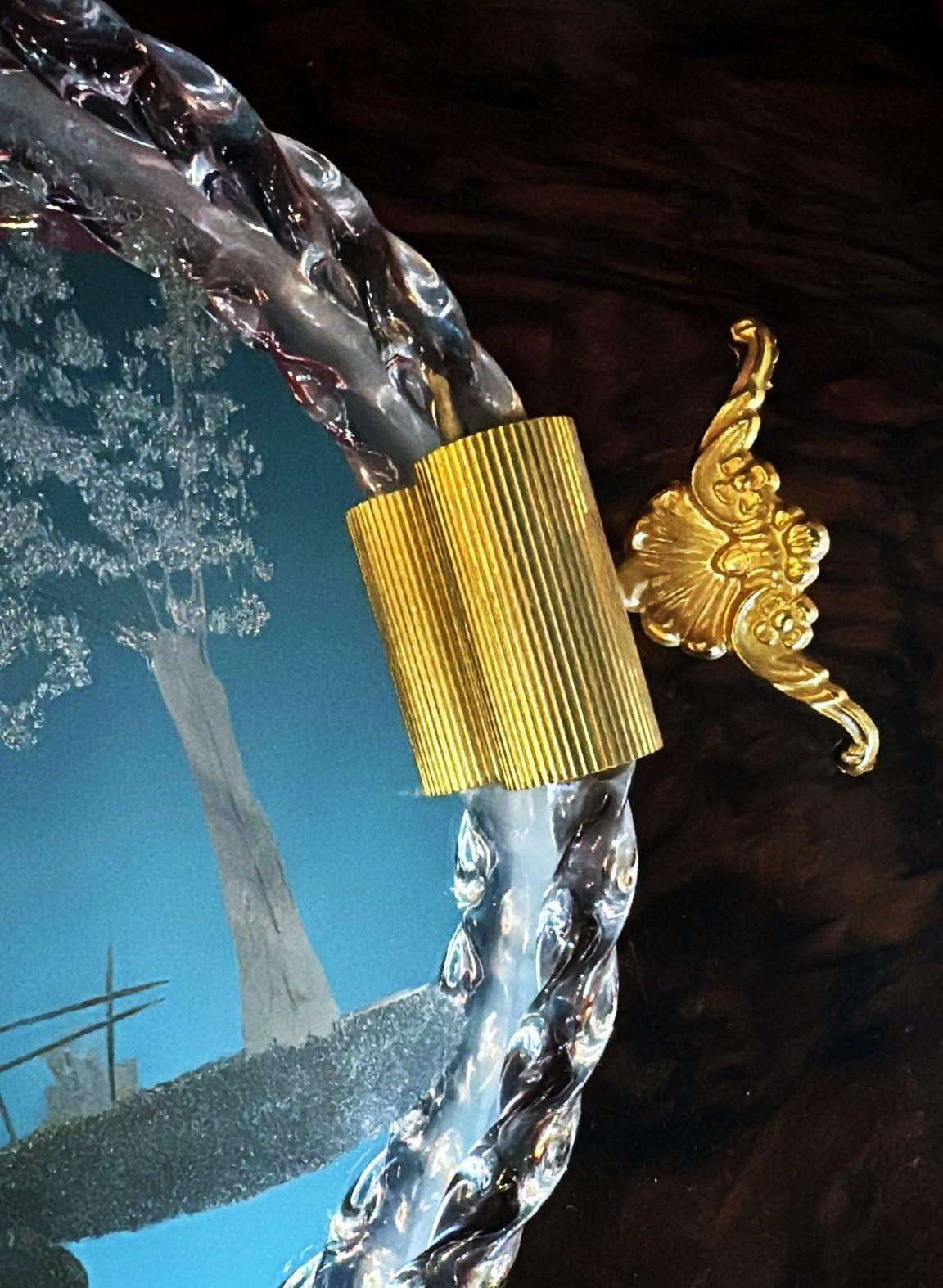 Murano Venier Glashütte Hand-graviert gespiegelt Eitelkeit Tablett im Angebot 1