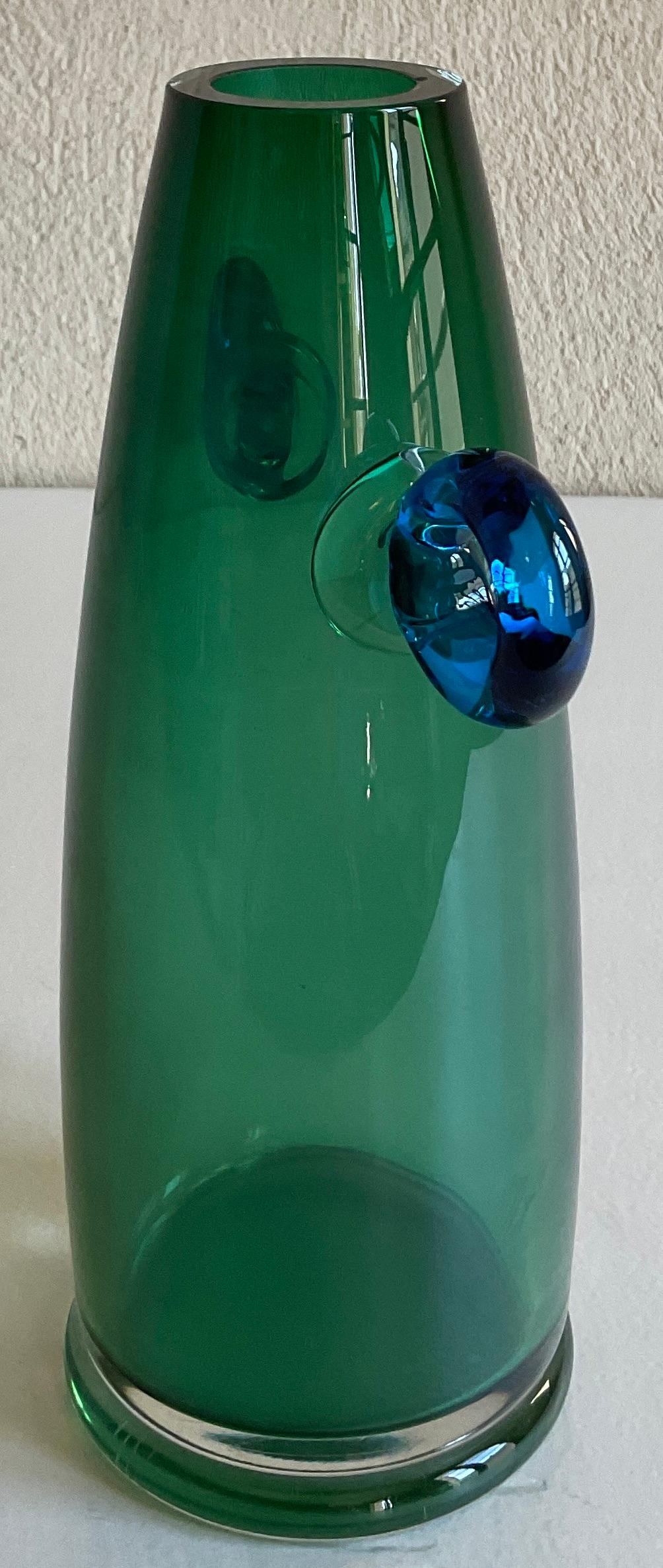 Post-Modern Murano Blue Art Glass Vase in the Manner of Paolo Venini For Sale