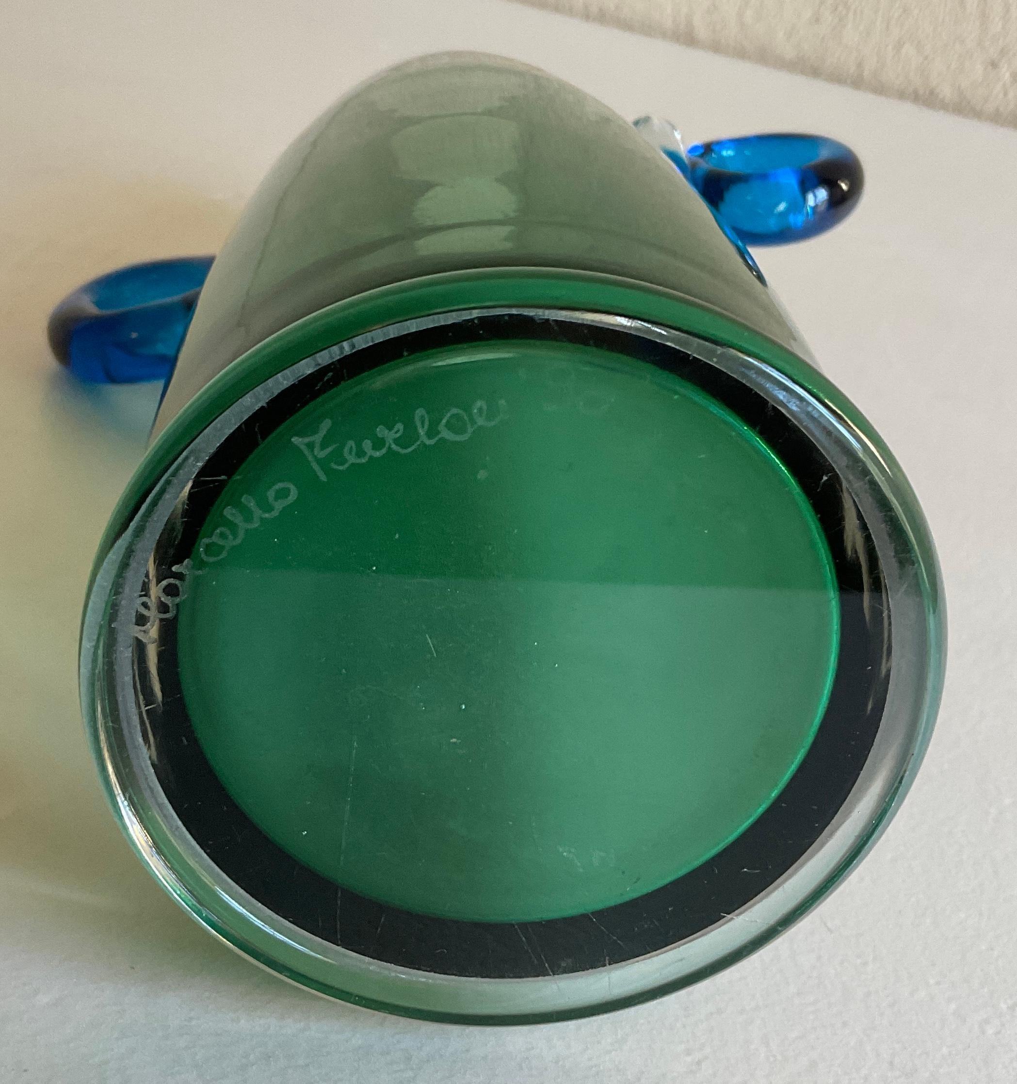 Murano Blue Art Glass Vase in the Manner of Paolo Venini In Good Condition For Sale In Miami, FL