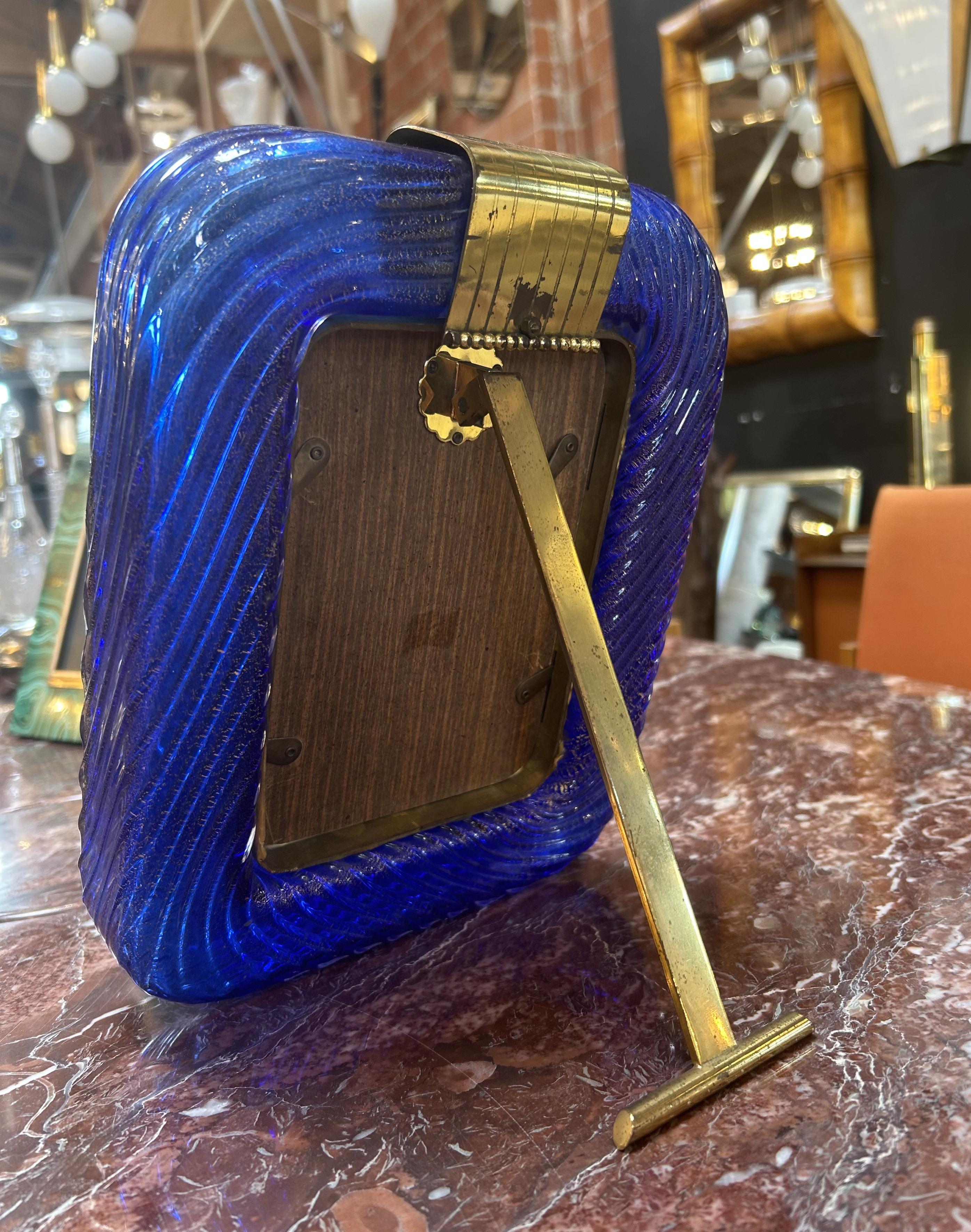 Murano Venini Glass Italian Picture Frame In Good Condition For Sale In Los Angeles, CA