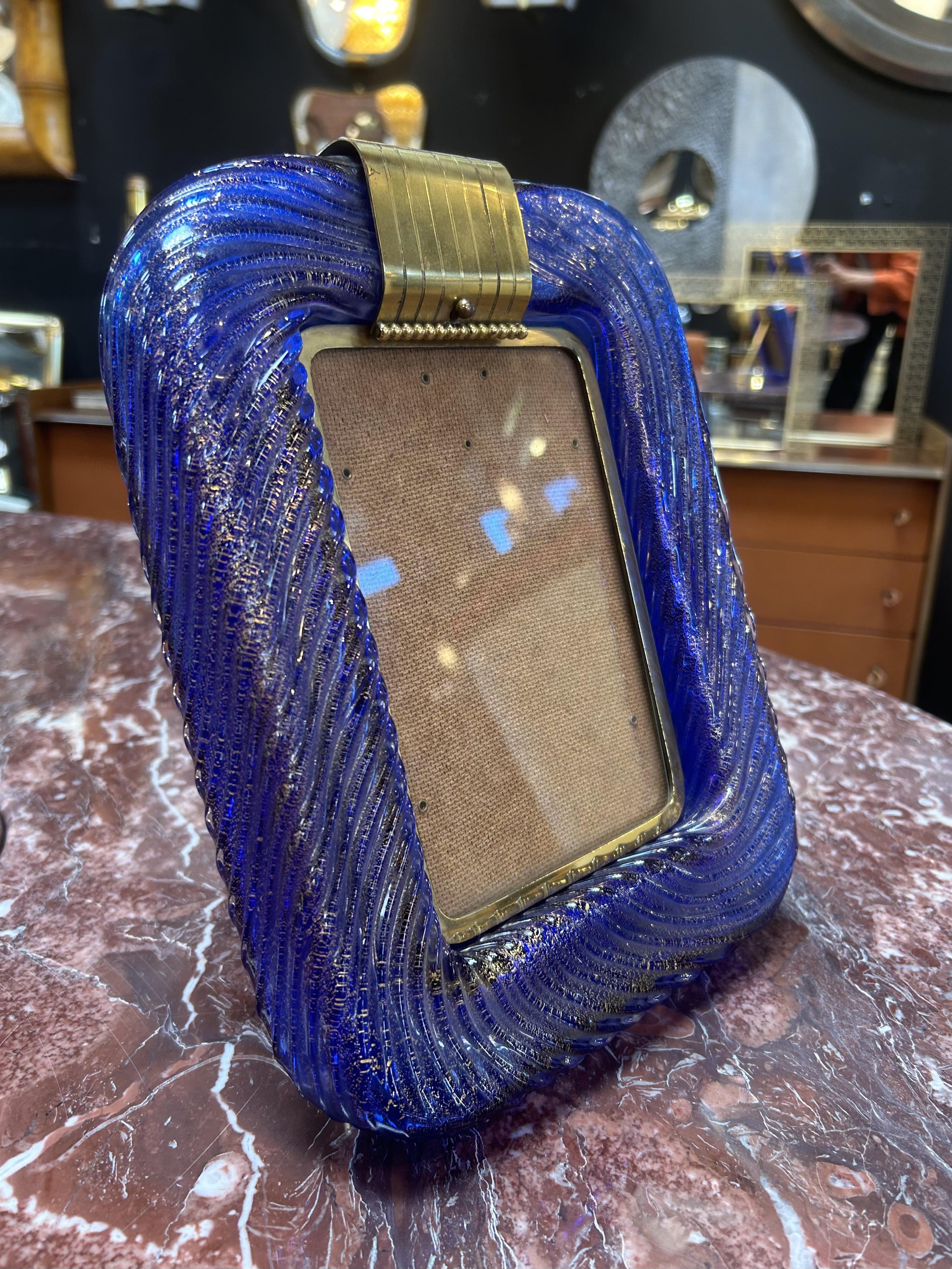 Murano Glass Murano Venini Glass Italian Picture Frame For Sale