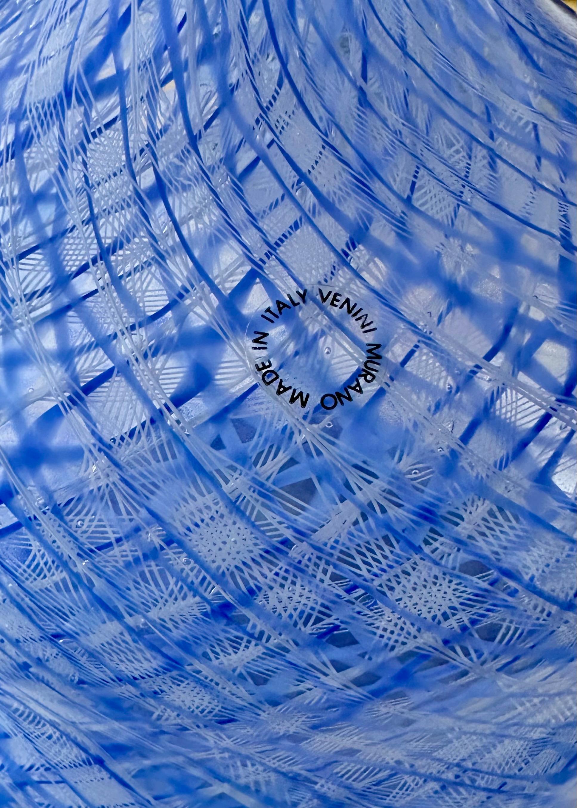 Vase „Zanfirico Reticello“ aus Murano, Venini Italia, 1985, Vase (Moderne der Mitte des Jahrhunderts) im Angebot