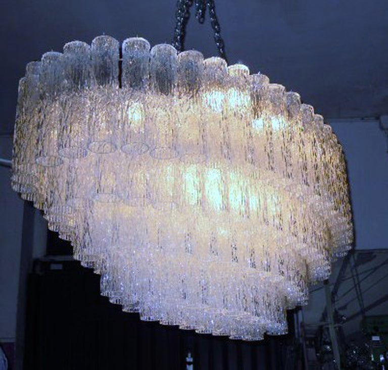 Murano Venini Oval Chandelier In Good Condition For Sale In Paris, FR