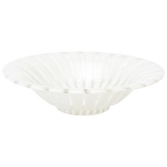 Murano Venini White and Clear Pinwheel Spiral Glass Bowl Vintage