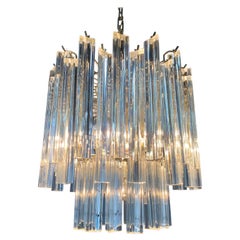 Murano Venini Trilobi Crystal Chandelier by Murano, 1960, Midcentury