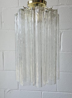 Murano Venini Tronchi Transparent Textured Glass Ceiling Pendant Lighting