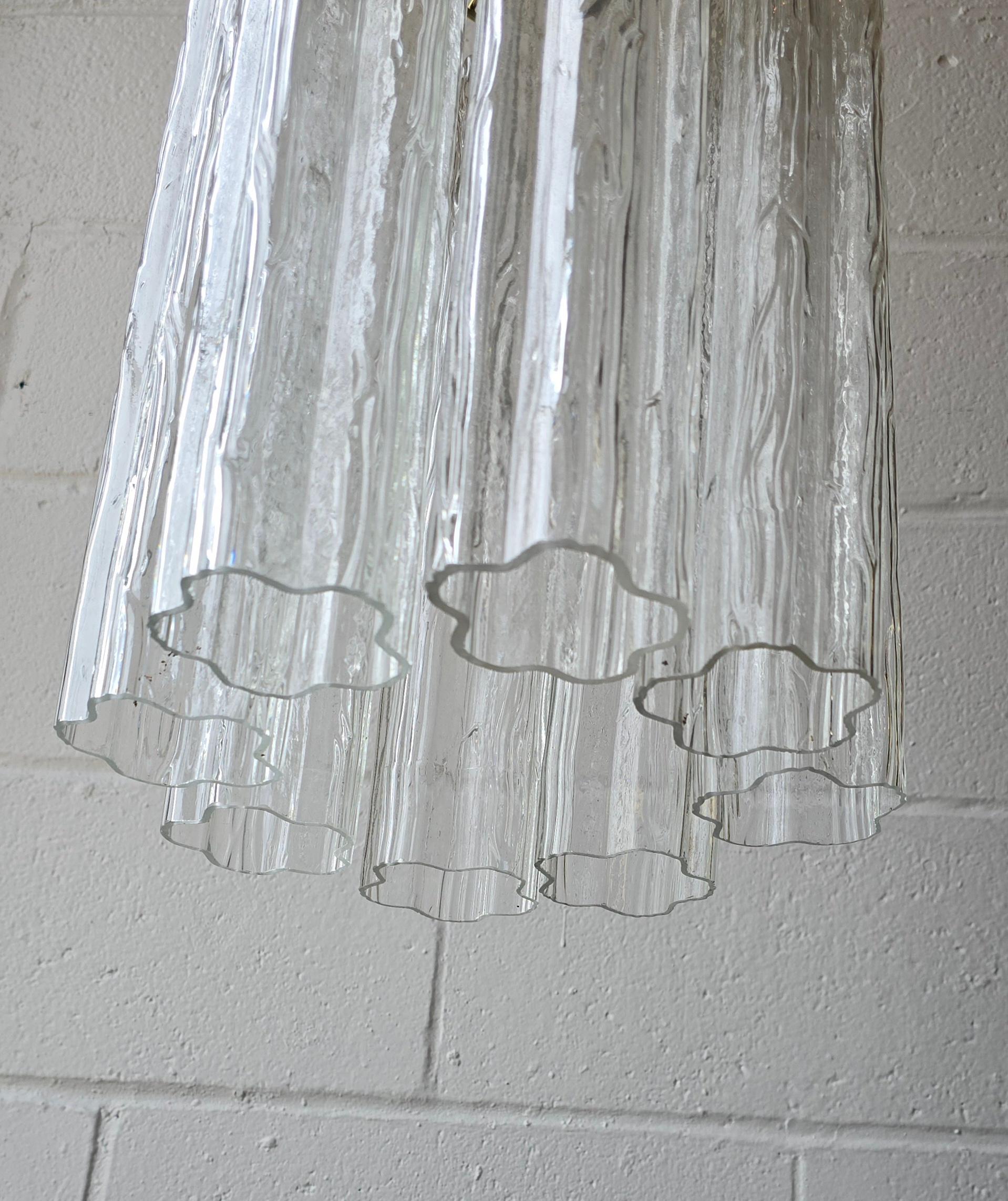 Mid-Century moderno Murano Venini Tronchi Illuminazione a soffitto in vetro trasparente testurizzato in vendita