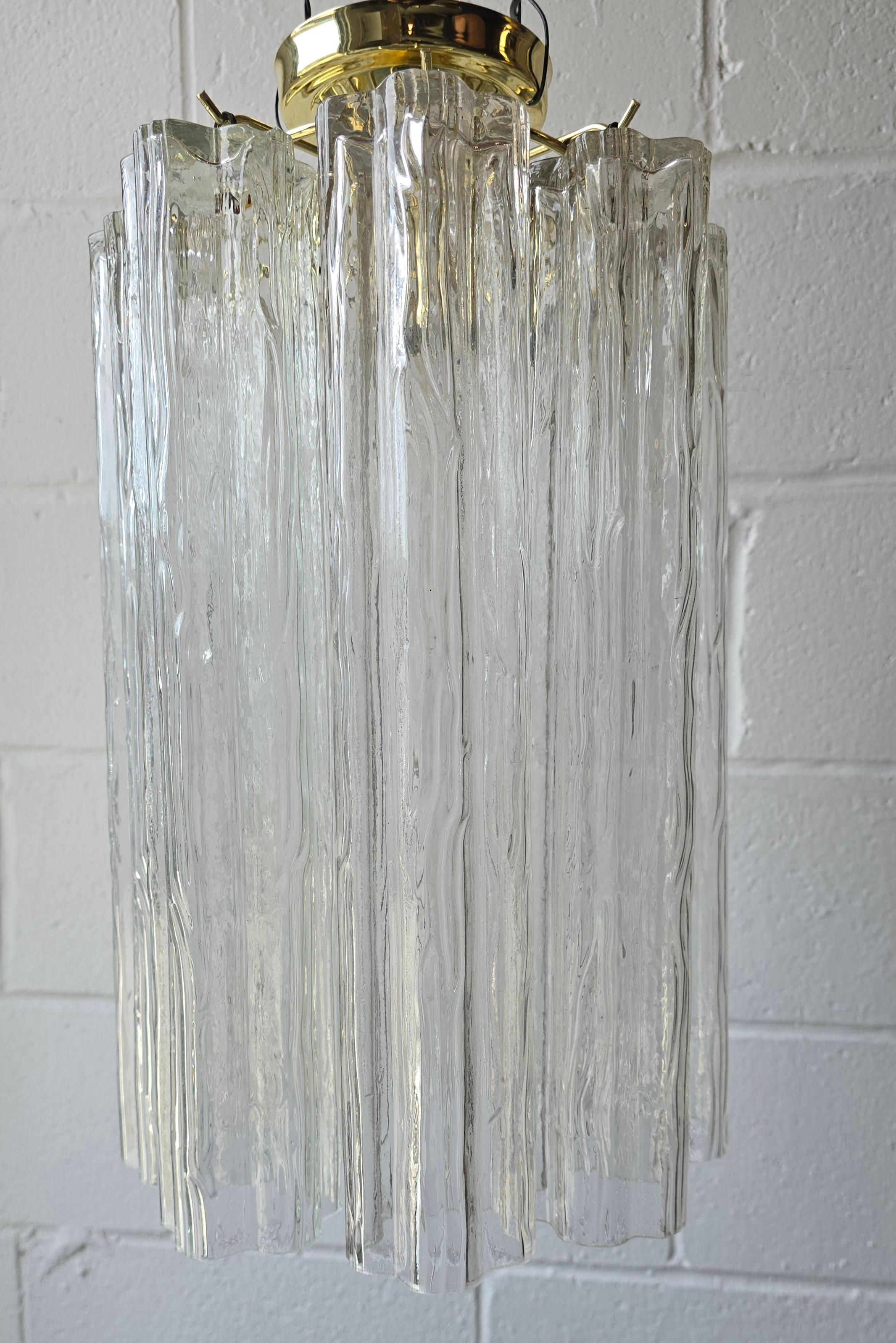 Italiano Murano Venini Tronchi Illuminazione a soffitto in vetro trasparente testurizzato in vendita