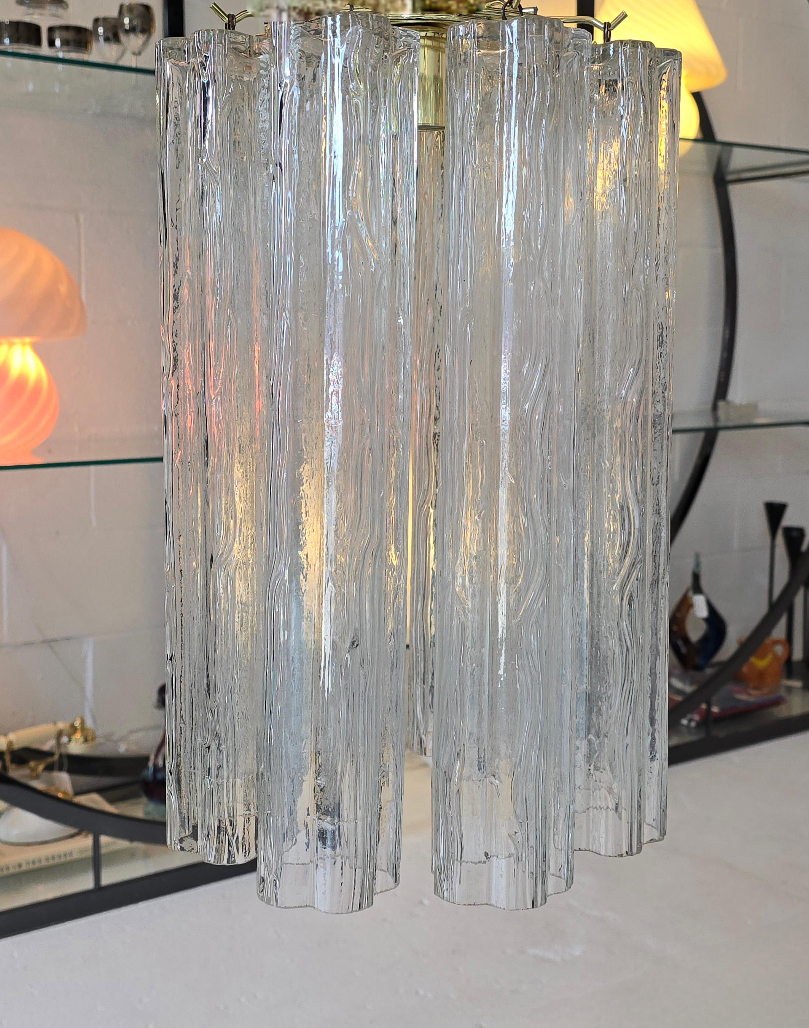 Murano Venini Tronchi Illuminazione a soffitto in vetro trasparente testurizzato In condizioni buone in vendita a Toronto, ON