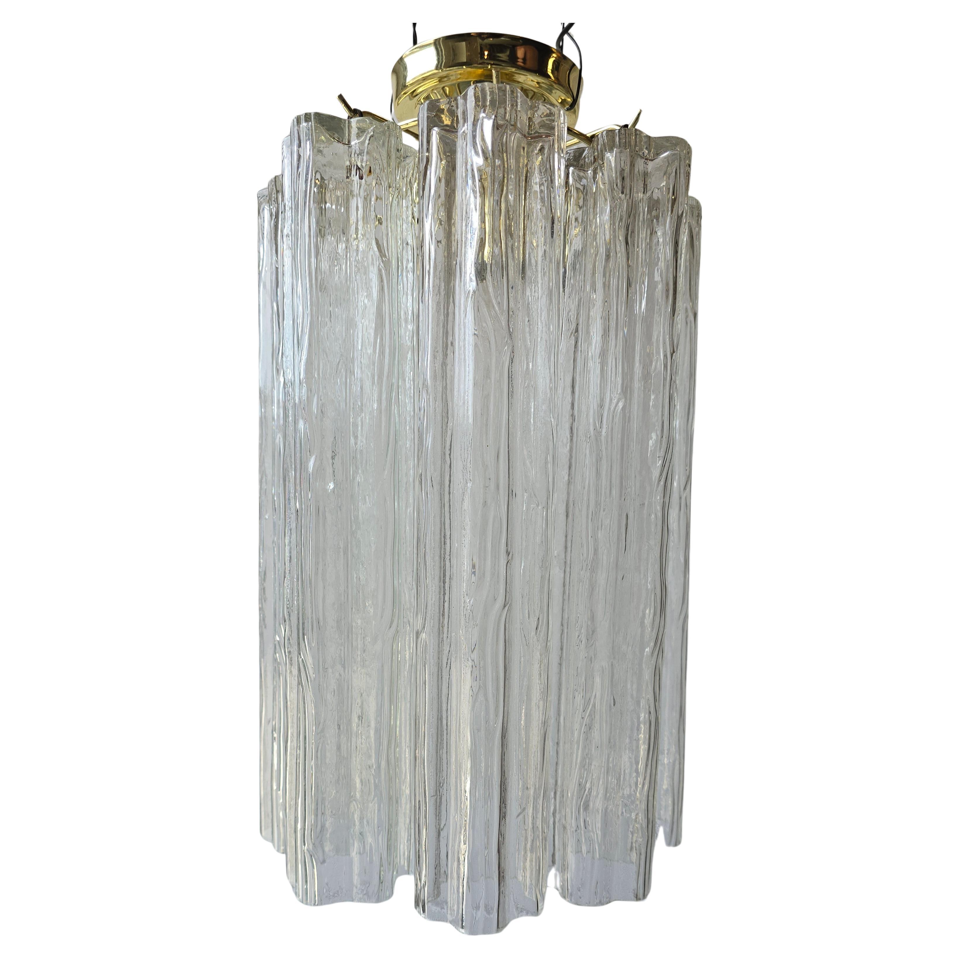 Murano Venini Tronchi Illuminazione a soffitto in vetro trasparente testurizzato in vendita