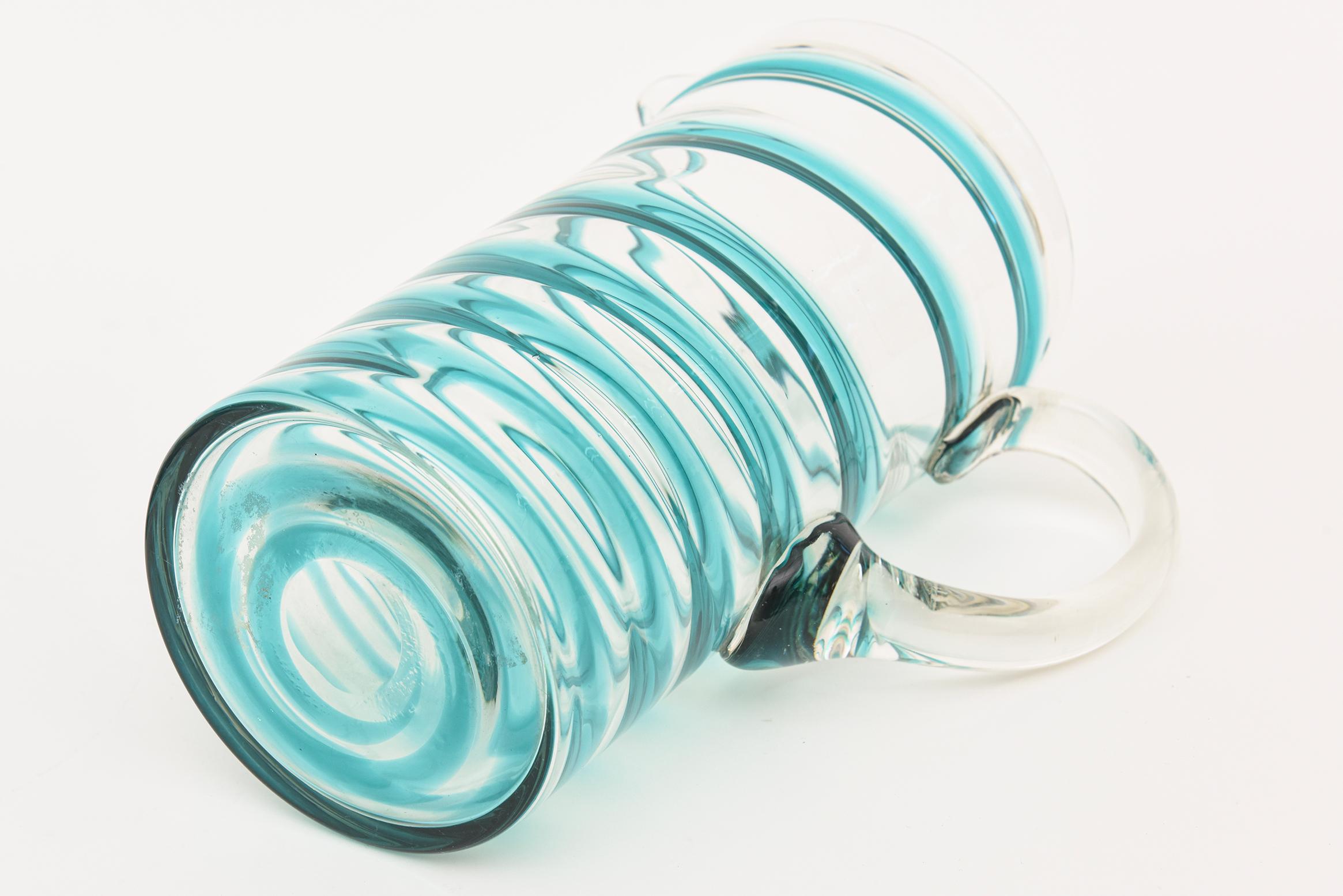 Murano Venini Turquoise Glass Swirled Ice Tea Or Lemonade Pitcher & Glasses Set im Angebot 4