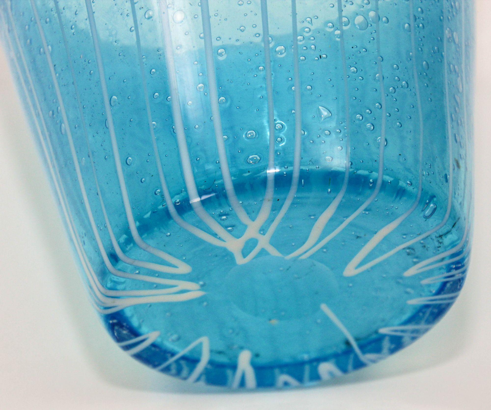 Murano Venini Venetian Ice Bucket Blue and White Art Glass 1980s For Sale 1