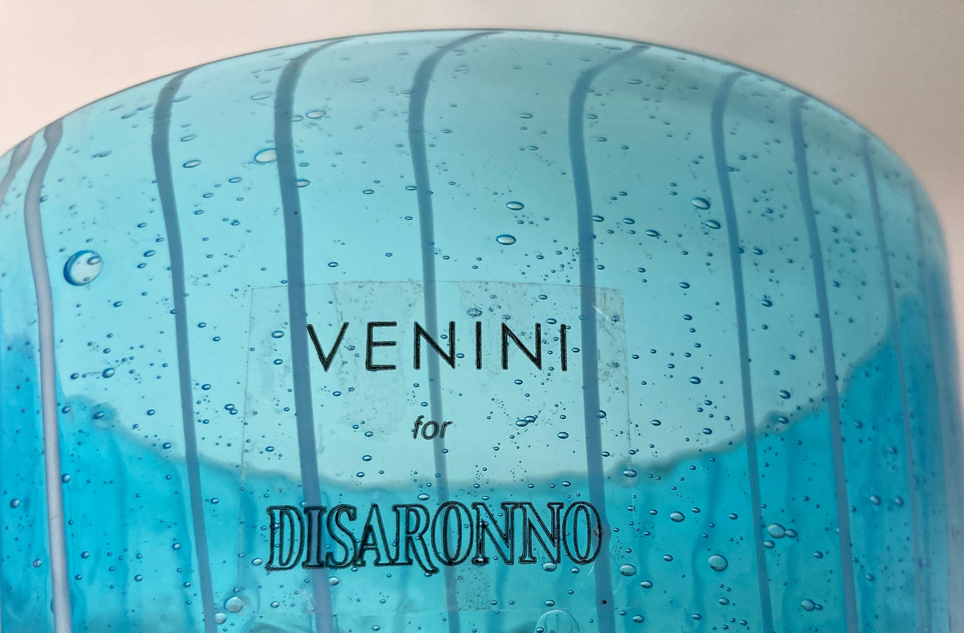 Murano Venini Venetian Ice Bucket Blue and White Art Glass 1980s For Sale 6