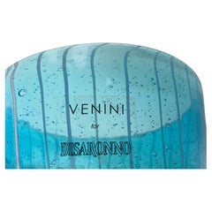 Murano Venini Venetian Ice Bucket Blue and White Art Glass 1980s