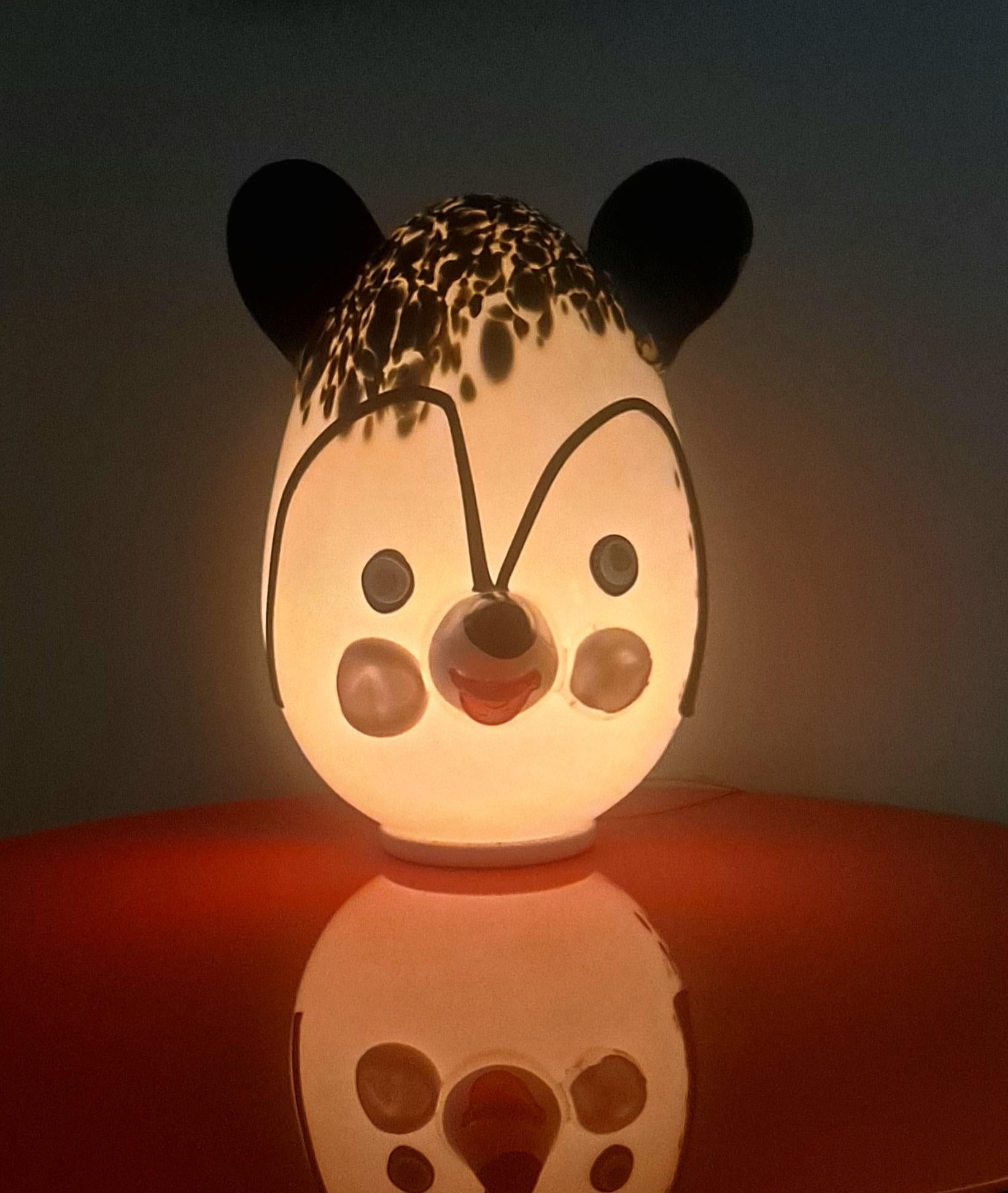 Mid-Century Modern Murano Vertreria Glass Table Lamp of Panda  For Sale