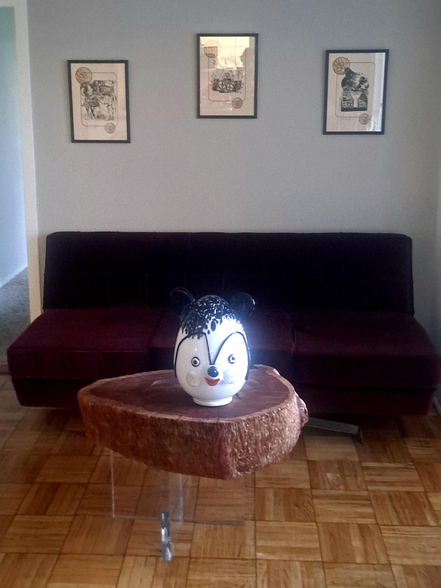 Murano Vertreria Glass Table Lamp of Panda  For Sale 2