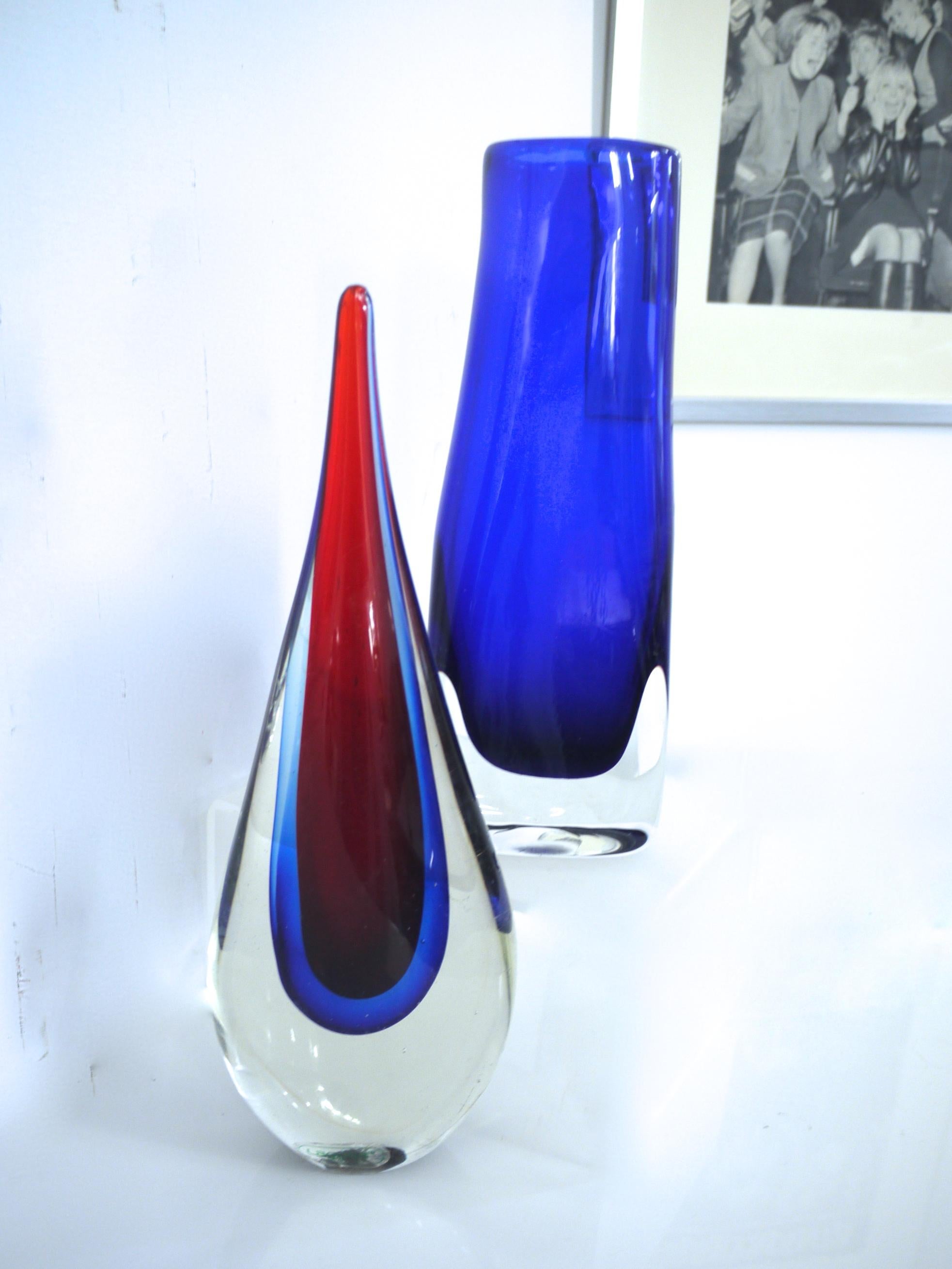 Murano Vetreria Artistica Laguna Sommerso Extra Large 'Teardrop' Poli 1970s In Good Condition For Sale In Halstead, GB