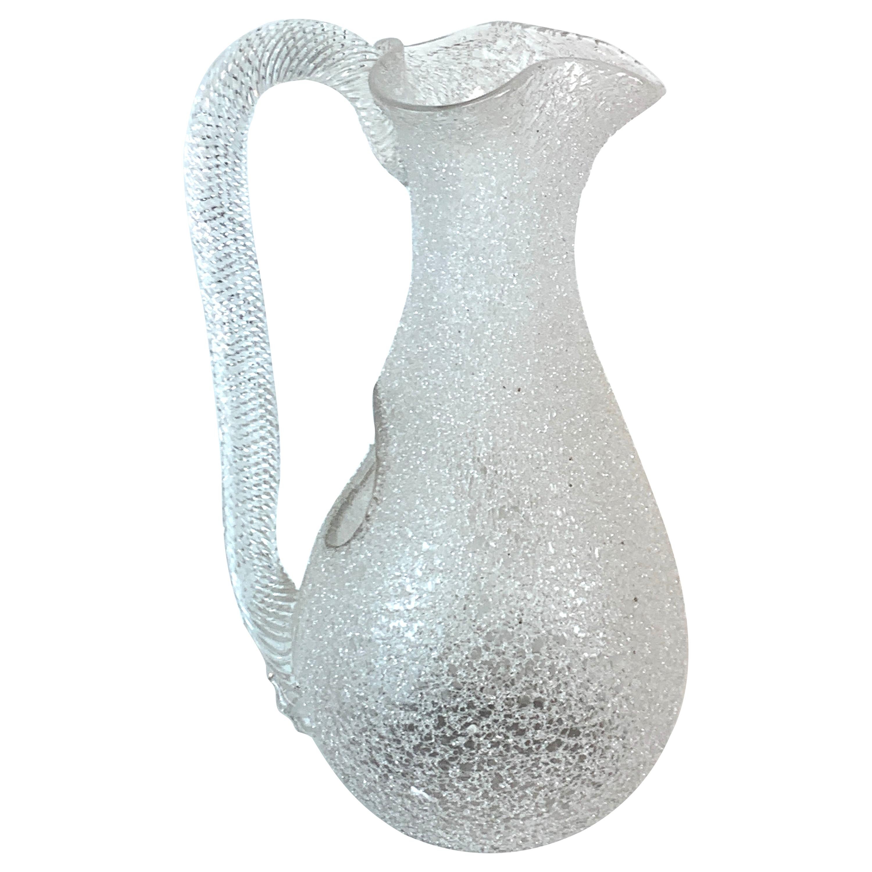 Murano Vetro Rugiadoso-Glaskrug mit Milchkännchen aus Muranoglas