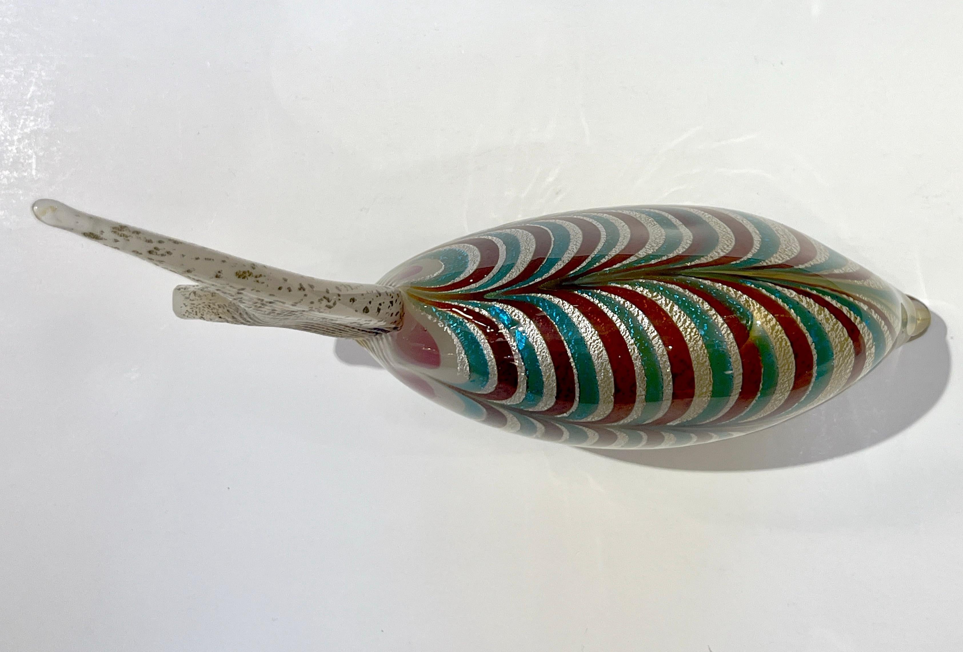 Murano Vintage Amber Silver Brown Turquoise Blue Art Glass Fish Sculpture In Good Condition For Sale In New York, NY