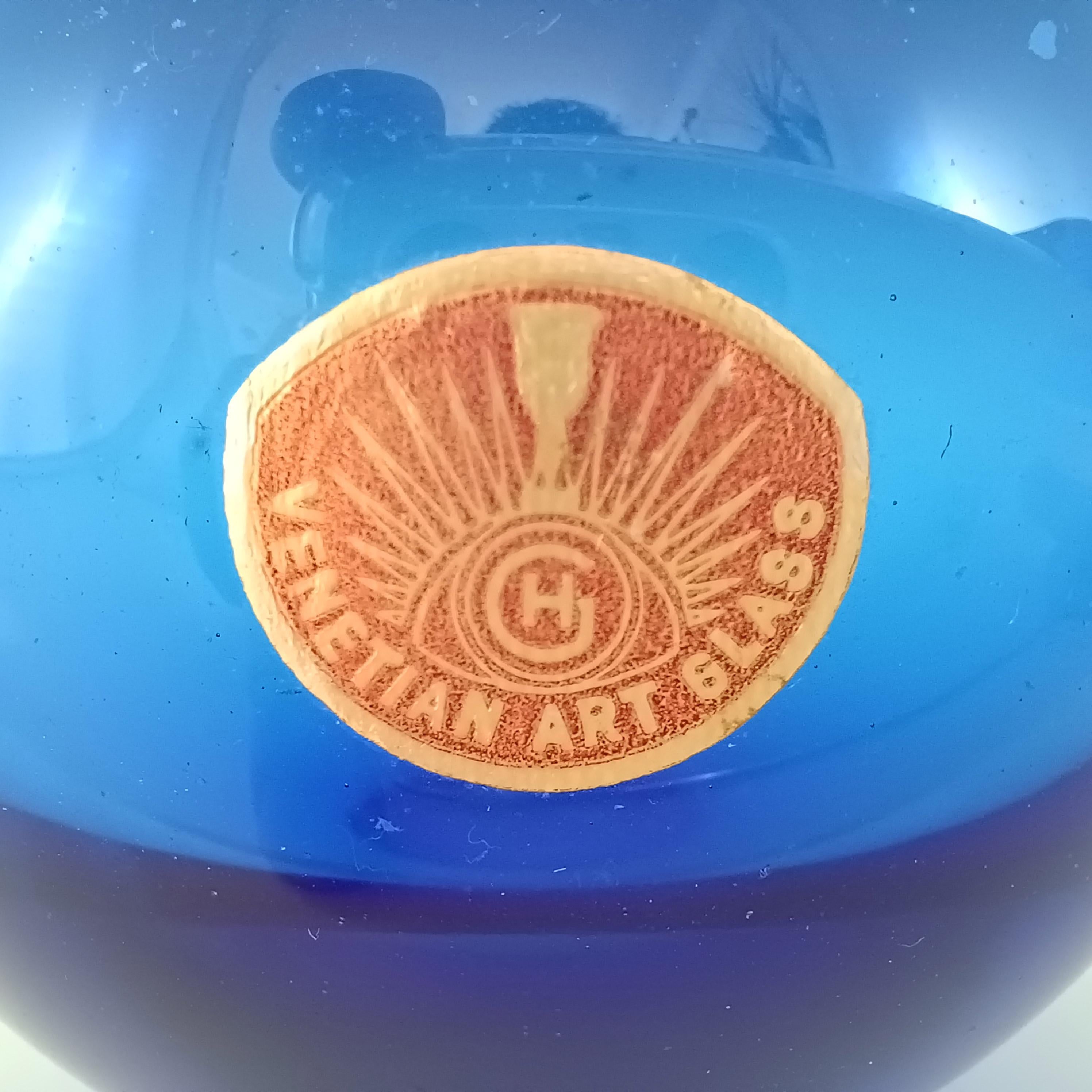 Mid-Century Modern Murano Vintage Blue Sommerso Glass Perfume / Scent Bottle For Sale