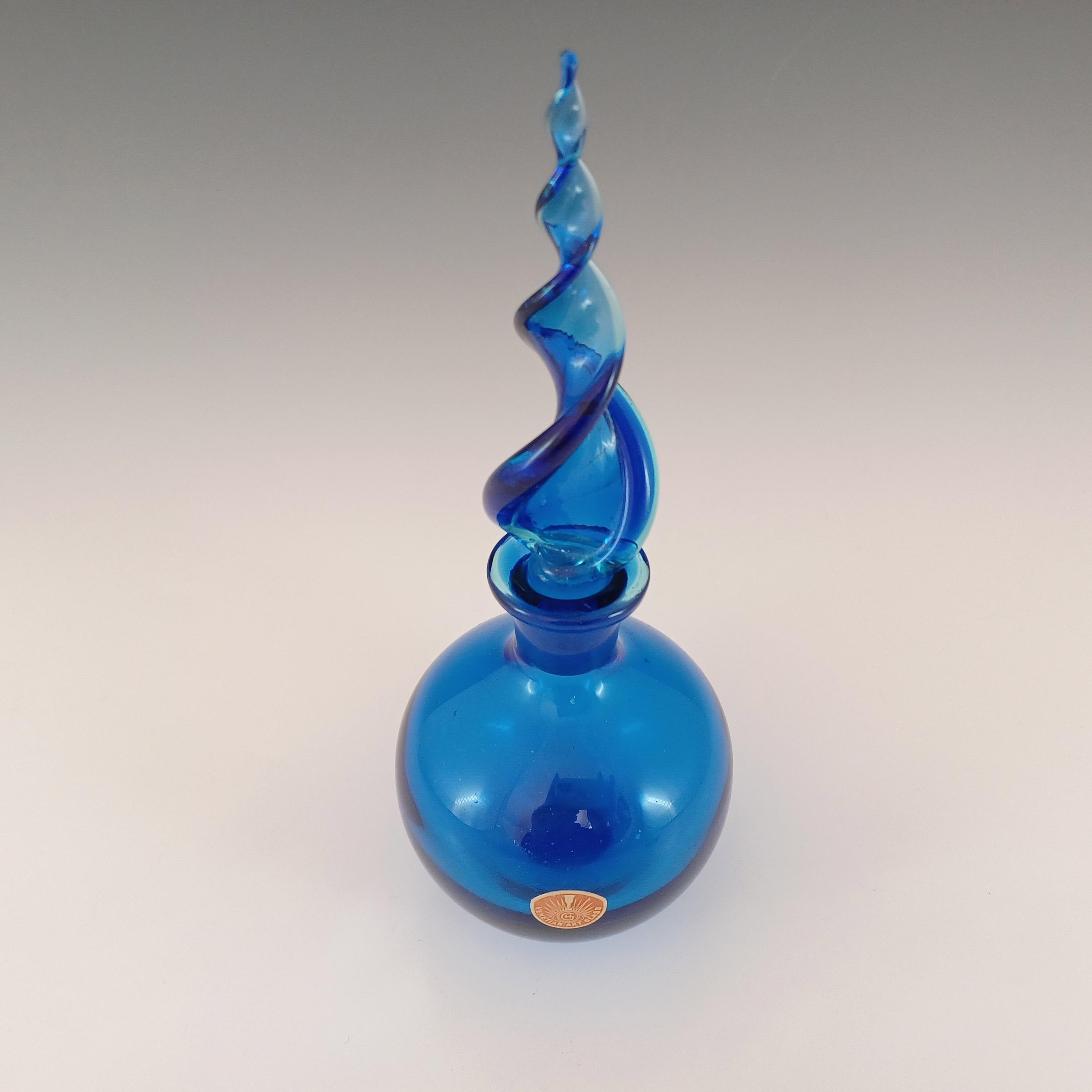 Italian Murano Vintage Blue Sommerso Glass Perfume / Scent Bottle For Sale