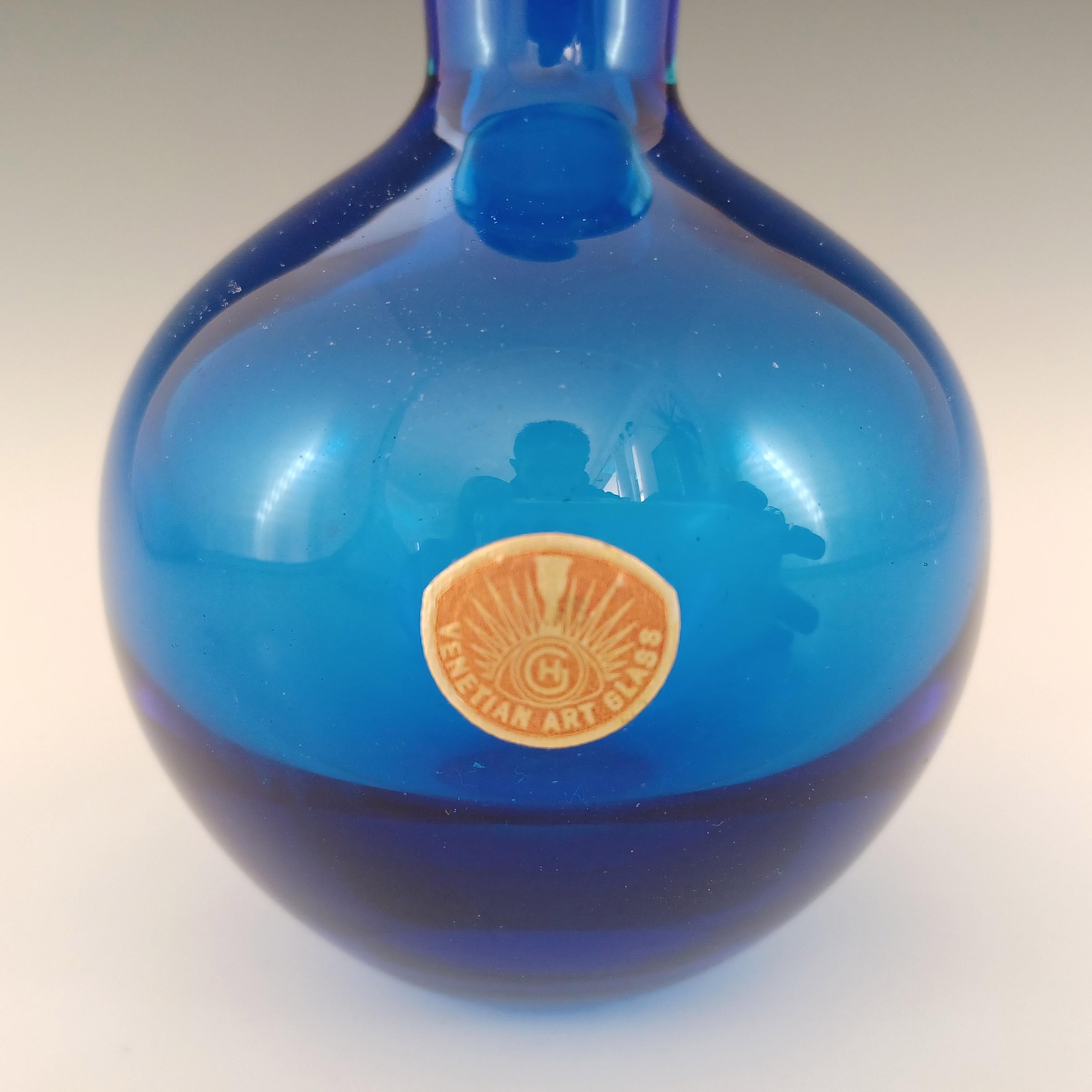 Hand-Crafted Murano Vintage Blue Sommerso Glass Perfume / Scent Bottle For Sale