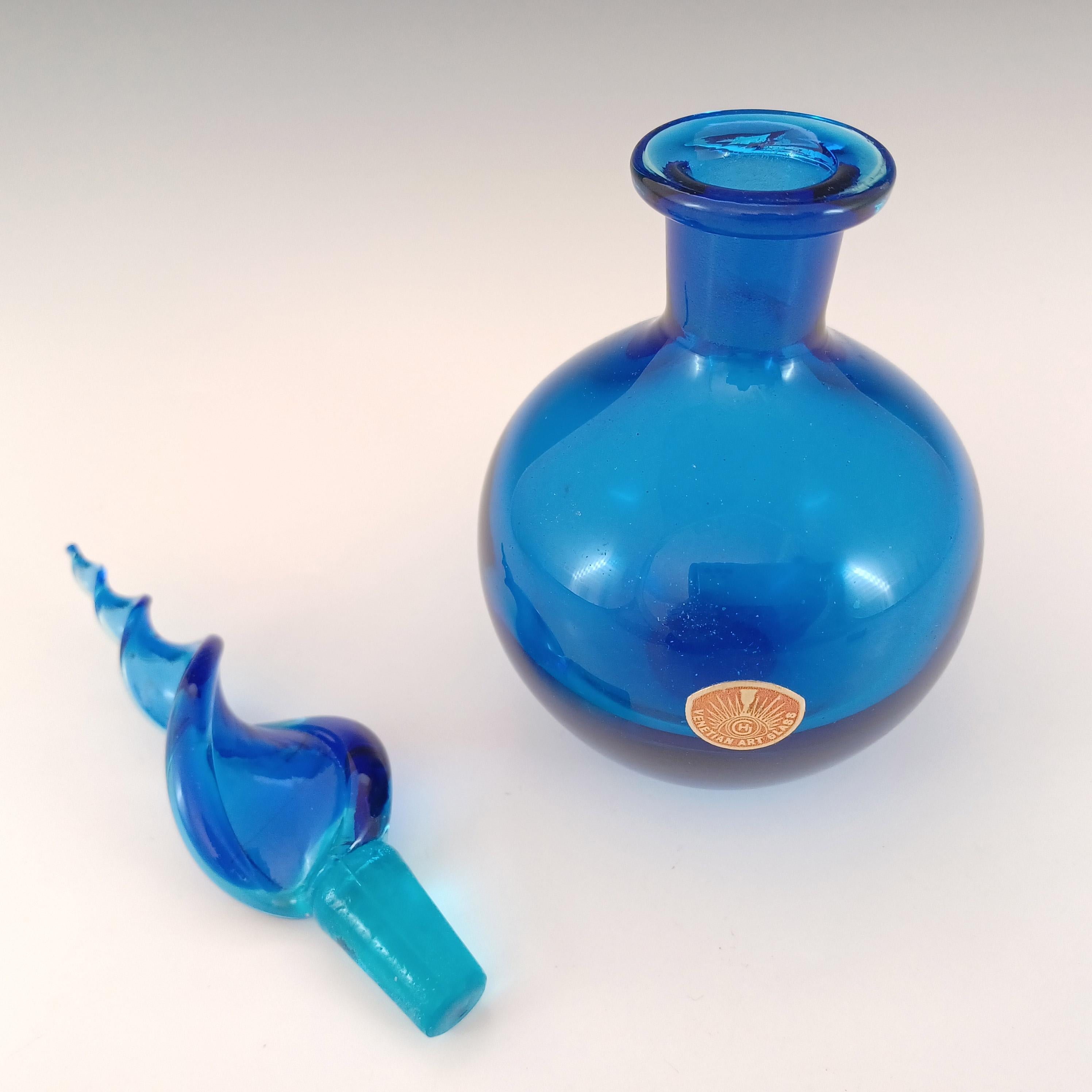 20th Century Murano Vintage Blue Sommerso Glass Perfume / Scent Bottle For Sale