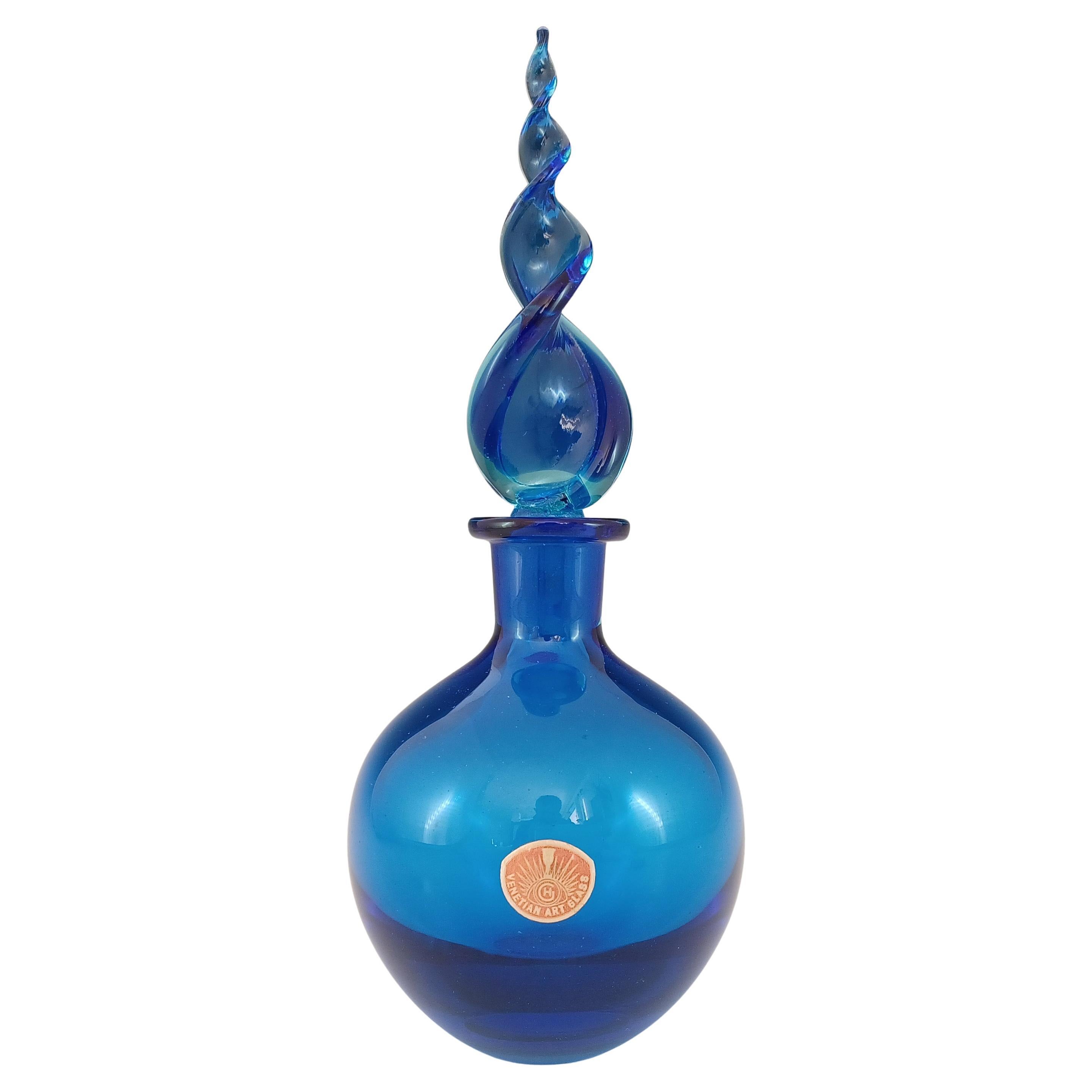 Frasco de perfume / esencia de cristal Murano Vintage Azul Sommerso