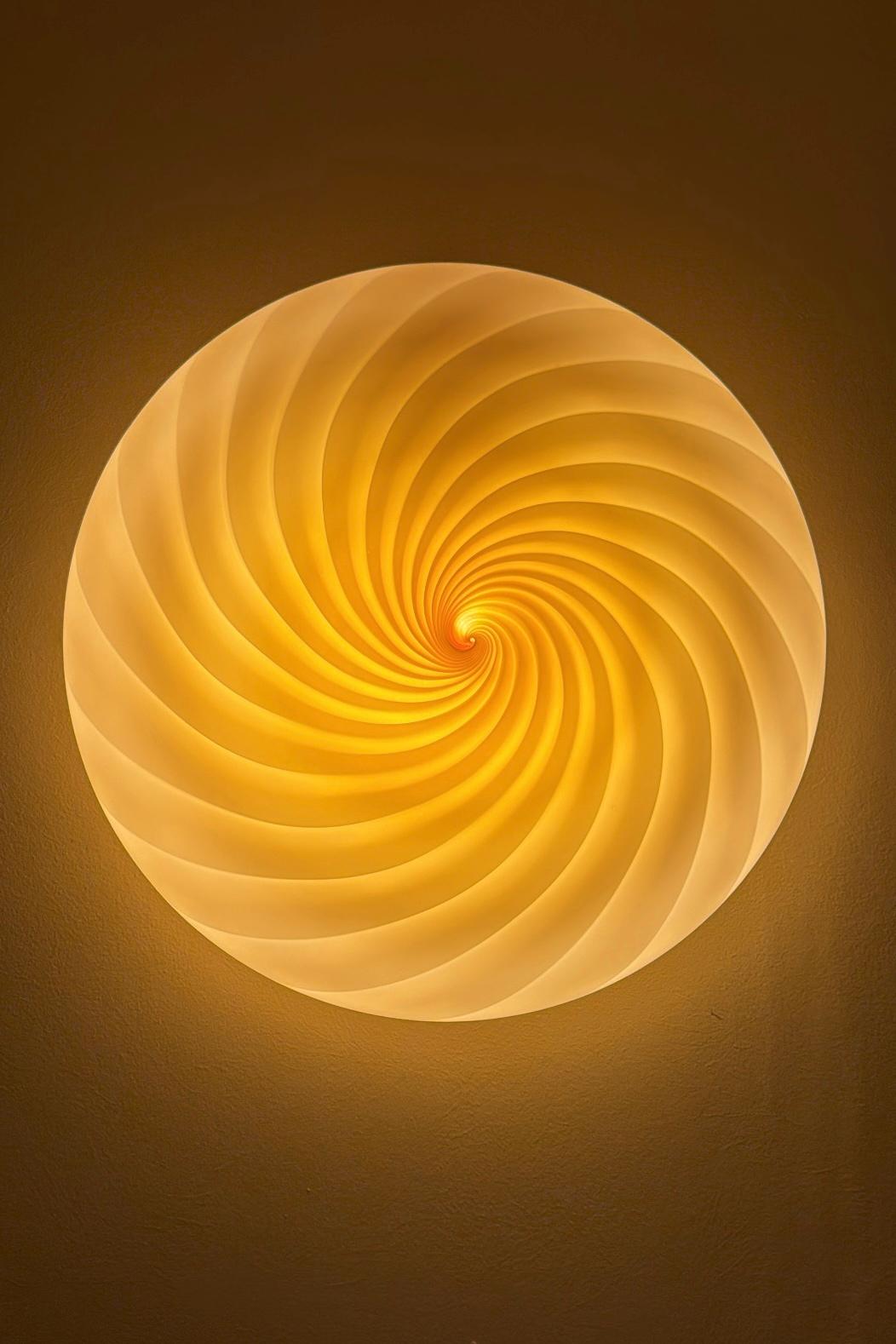 Murano Glass Murano Vintage Candy Flush Mount wall ceiling lamp creme caramel swirl For Sale