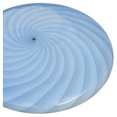 Lampada da soffitto a parete Candy Flush Mount di Murano, vintage, con turbinio blu morbido