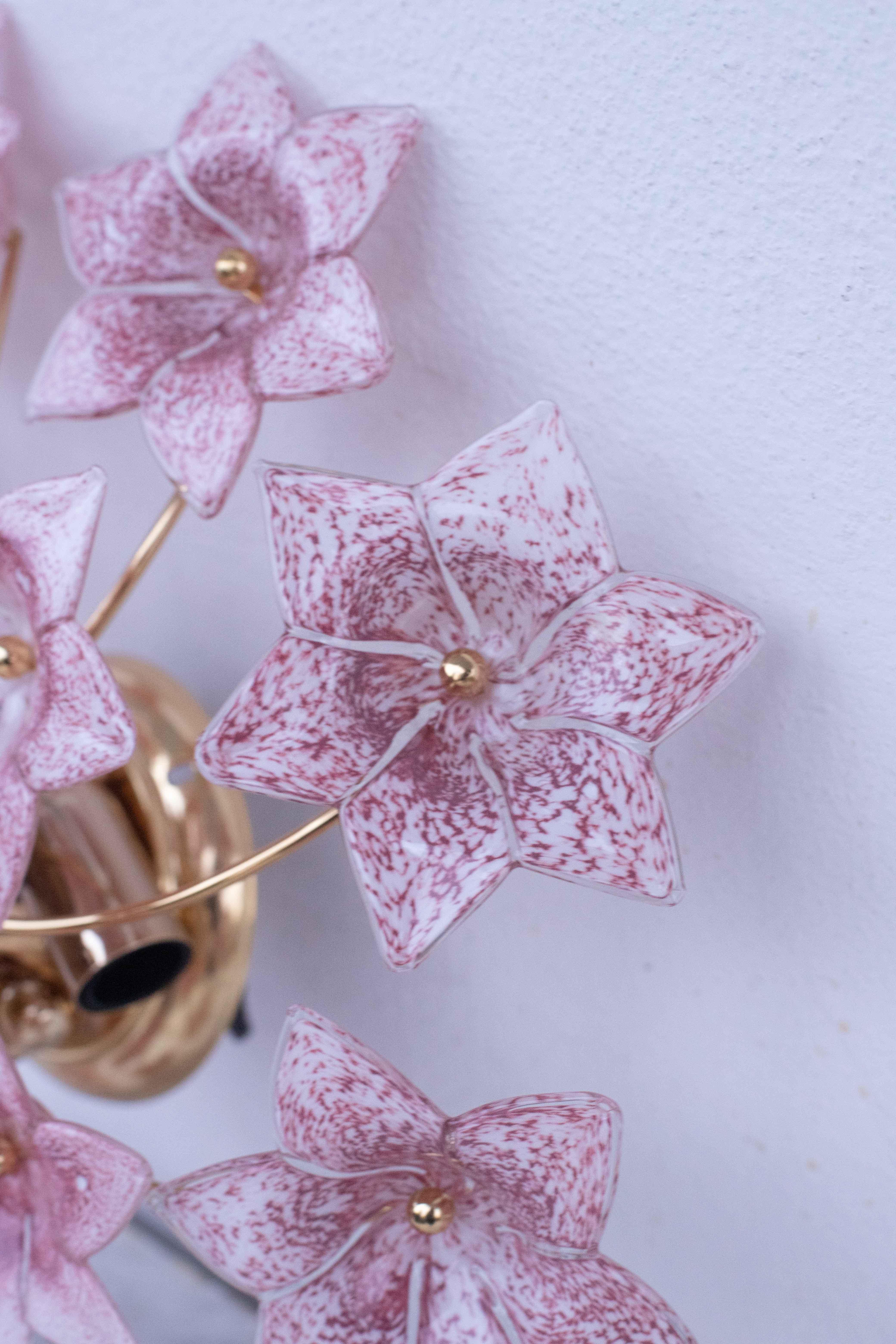 Lámpara de techo vintage de Murano Flores rosas, años 70 en venta 1