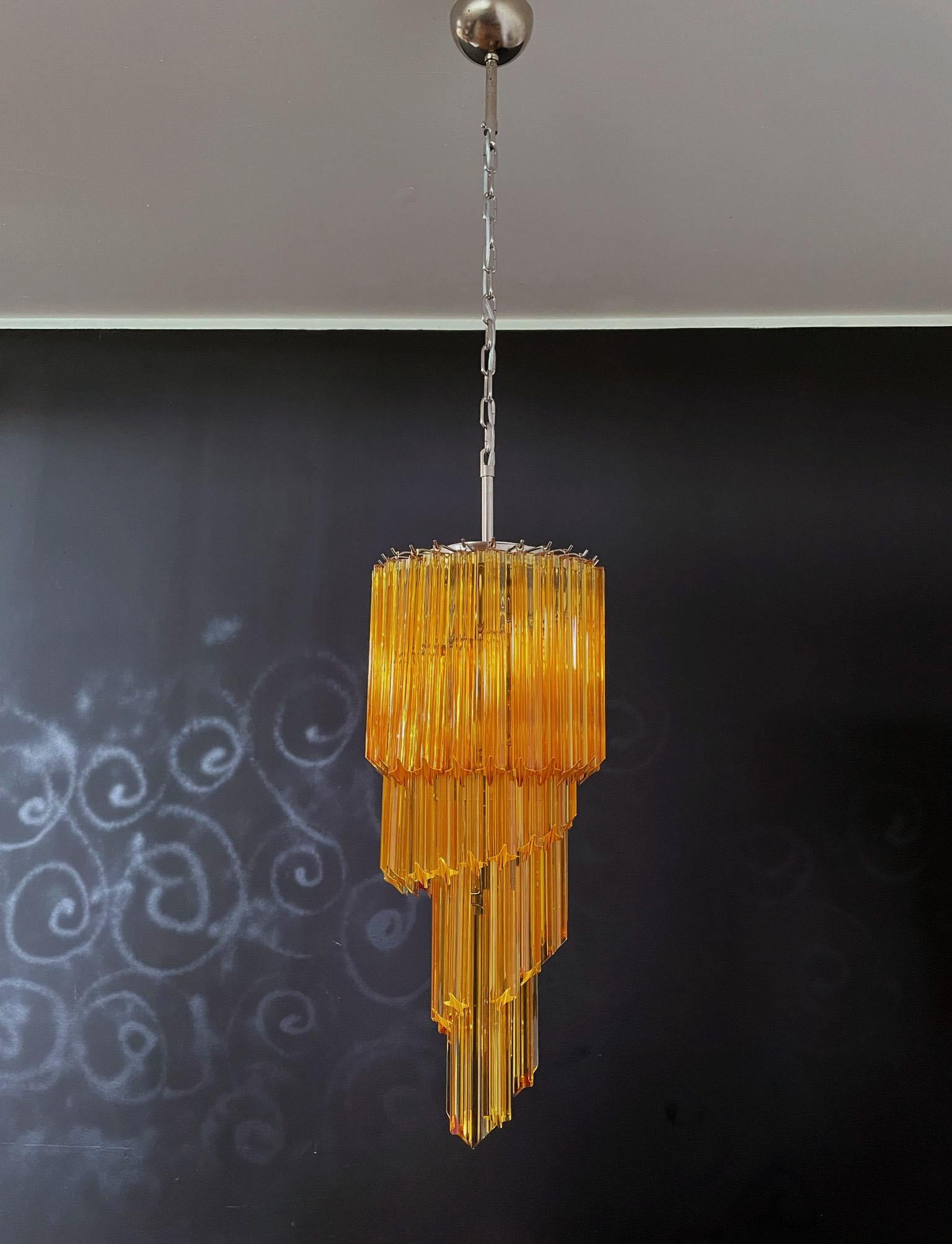 Murano Vintage Chandelier, 54 Quadriedri Amber Prisms 8