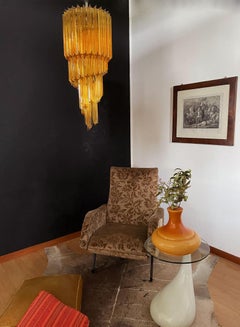 Lustre vintage de Murano, 54 prismes en ambre Quadriedri