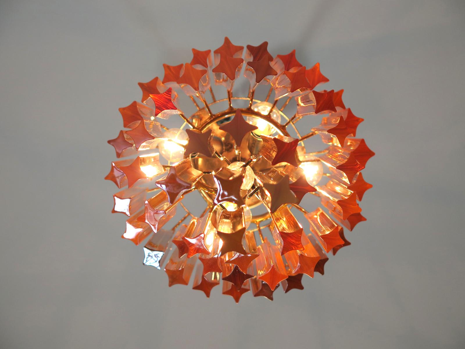 Murano Vintage Chandelier, 54 Quadriedri Amber Prisms 3
