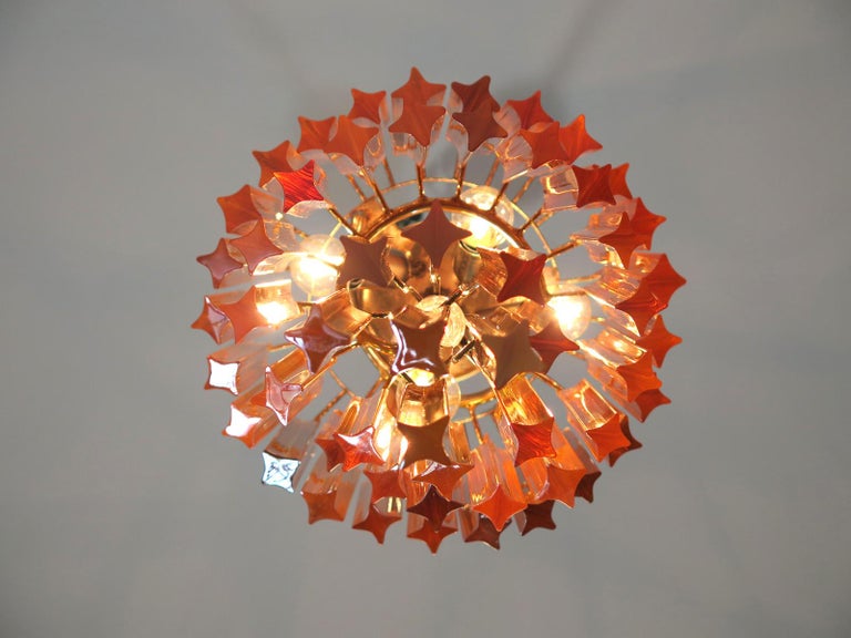 Murano Vintage Chandelier, 54 Quadriedri Amber Prisms For Sale 4