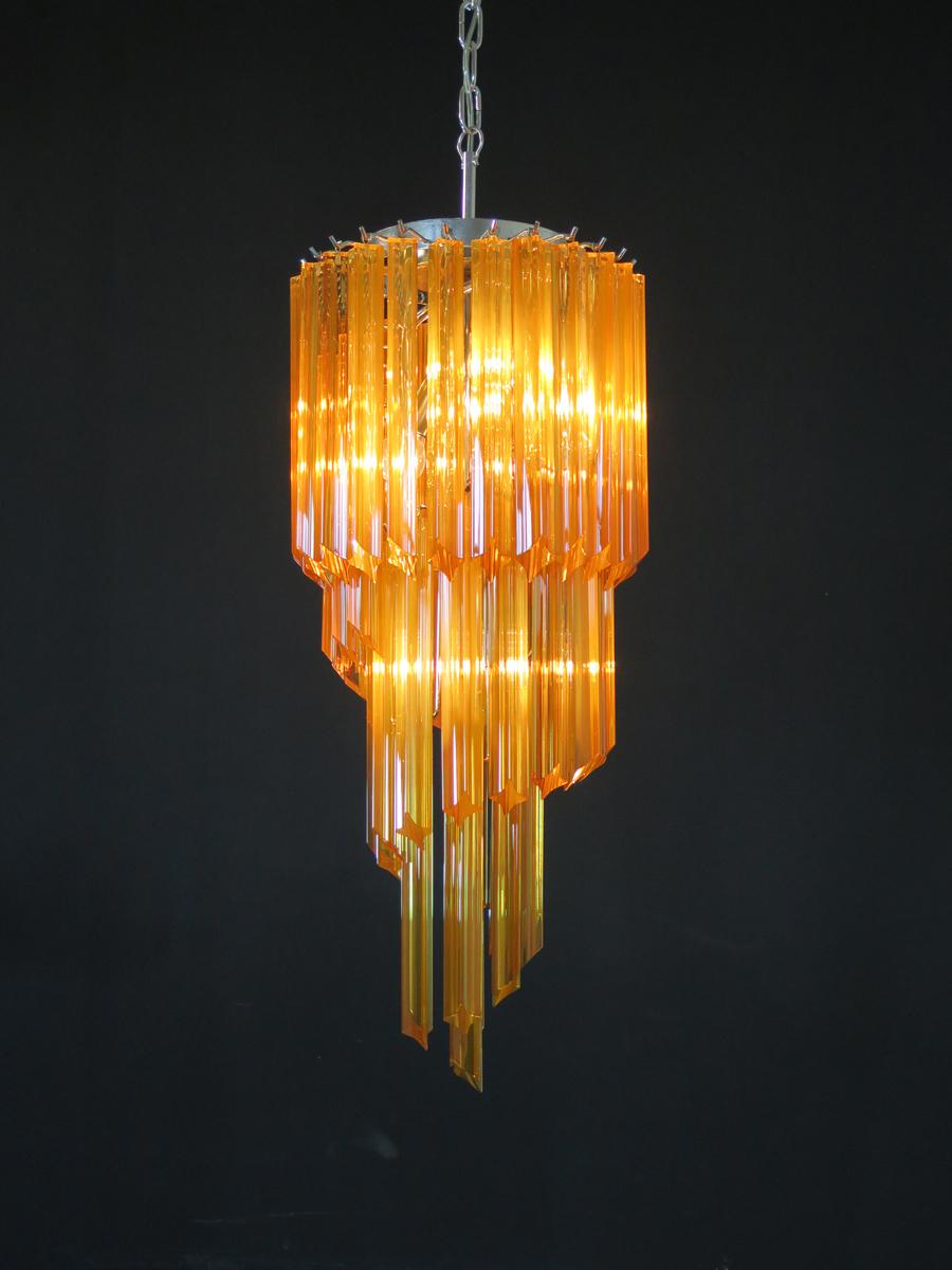 Murano Vintage Chandelier, 54 Quadriedri Amber Prisms 5