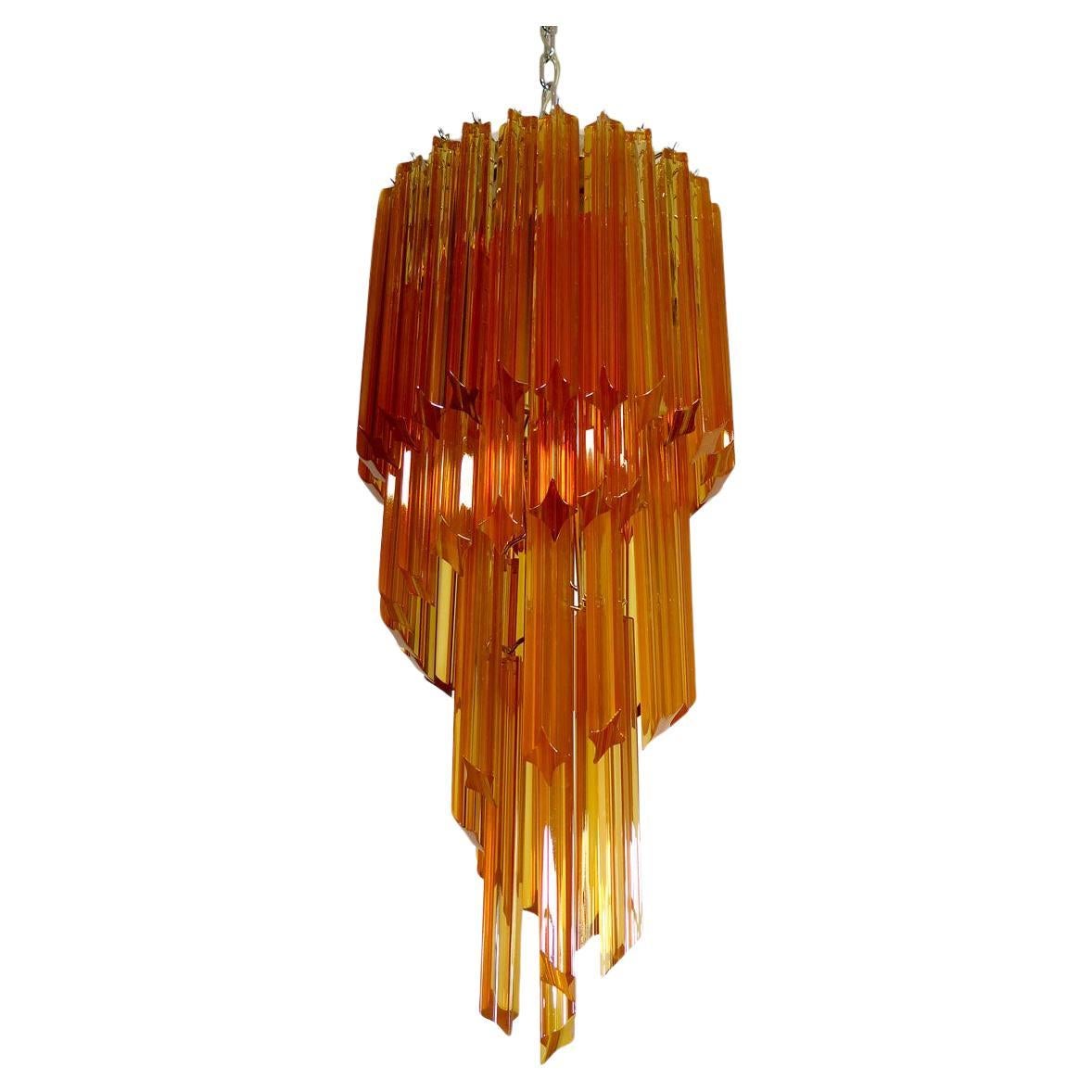 Murano vintage chandelier – 54 quadriedri amber prisms